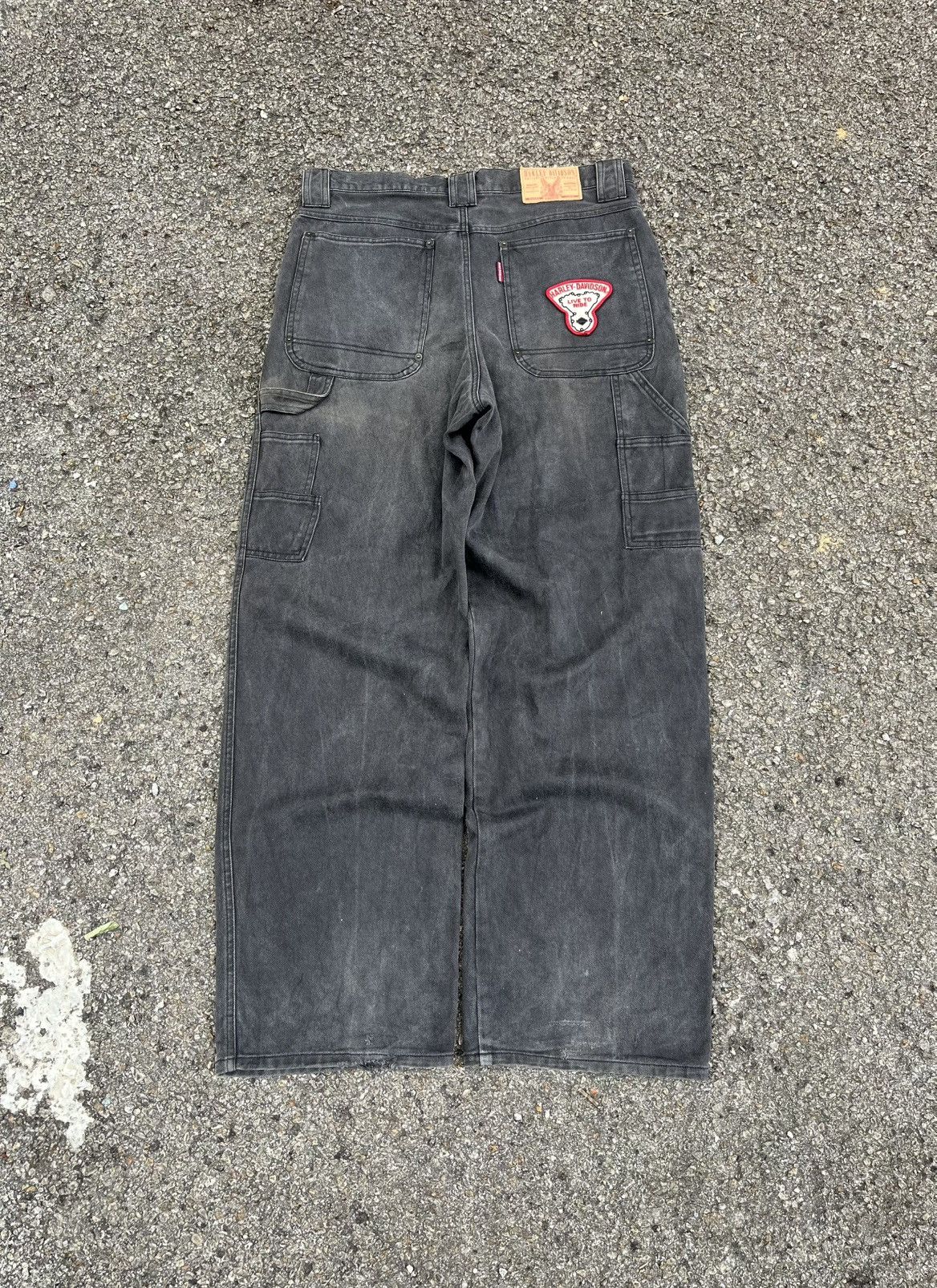 Harley Davidson Y2K Harley Davidson Carpenter Faded Black Baggy Skater Jeans Size US 34 / EU 50 - 1 Thumbnail