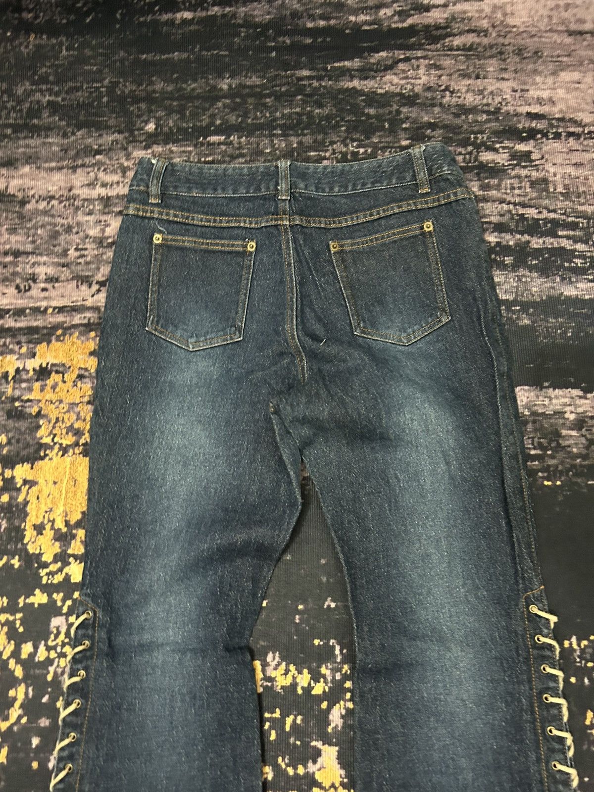 If Six Was Nine Livre Claire Japan Lace Up Super Flare Jeans Size US 30 / EU 46 - 7 Thumbnail