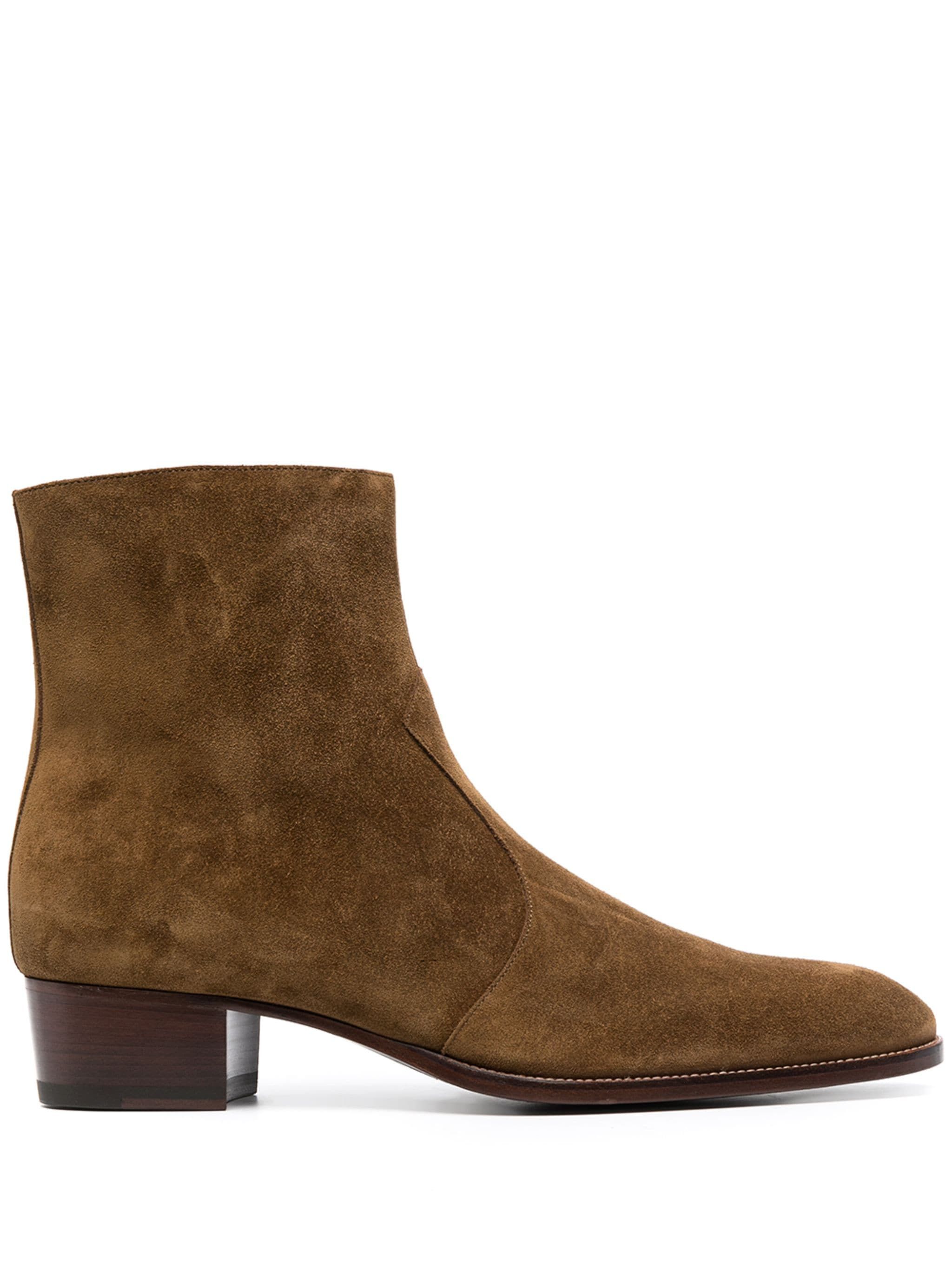 image of Saint Laurent Paris Wyatt Suede Boots In Brown, Men's (Size 6)
