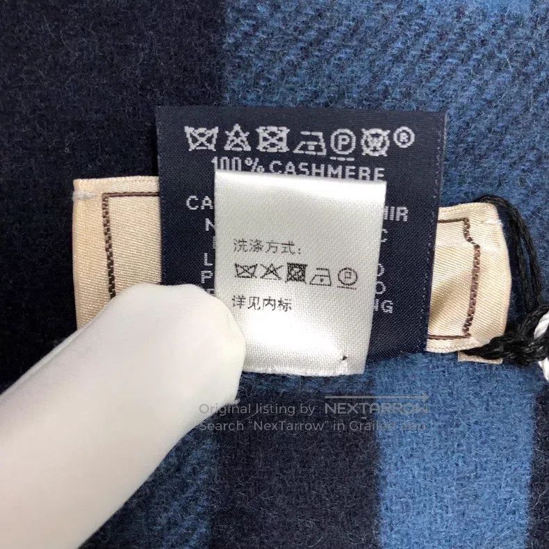 Hermes Hermes size 170*40cm Cashmere scarf, blue Size ONE SIZE - 7 Thumbnail