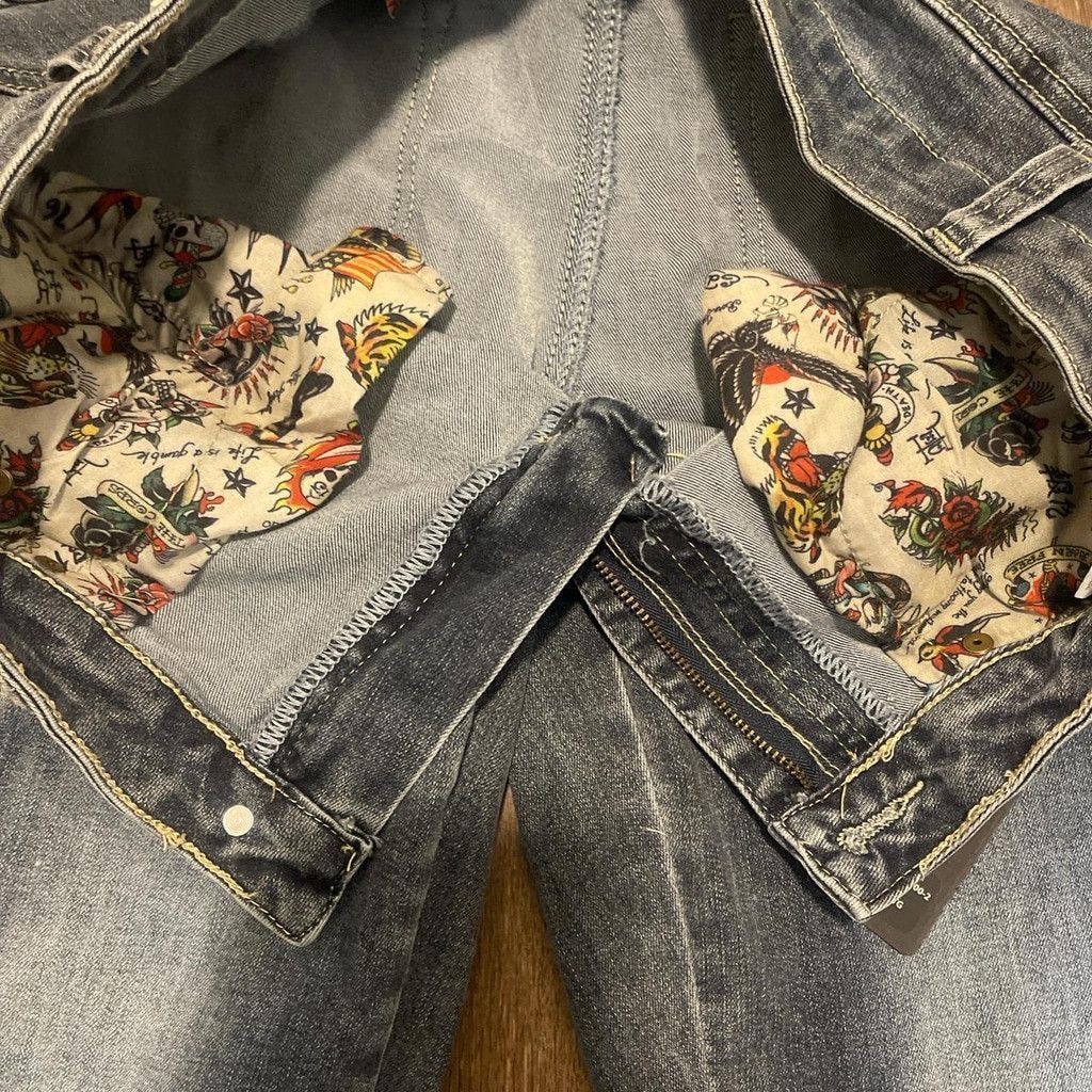 Ed Hardy Ed Hardy denim jeggings w/ design(cut at the bottom) Size 30" / US 8 / IT 44 - 4 Thumbnail