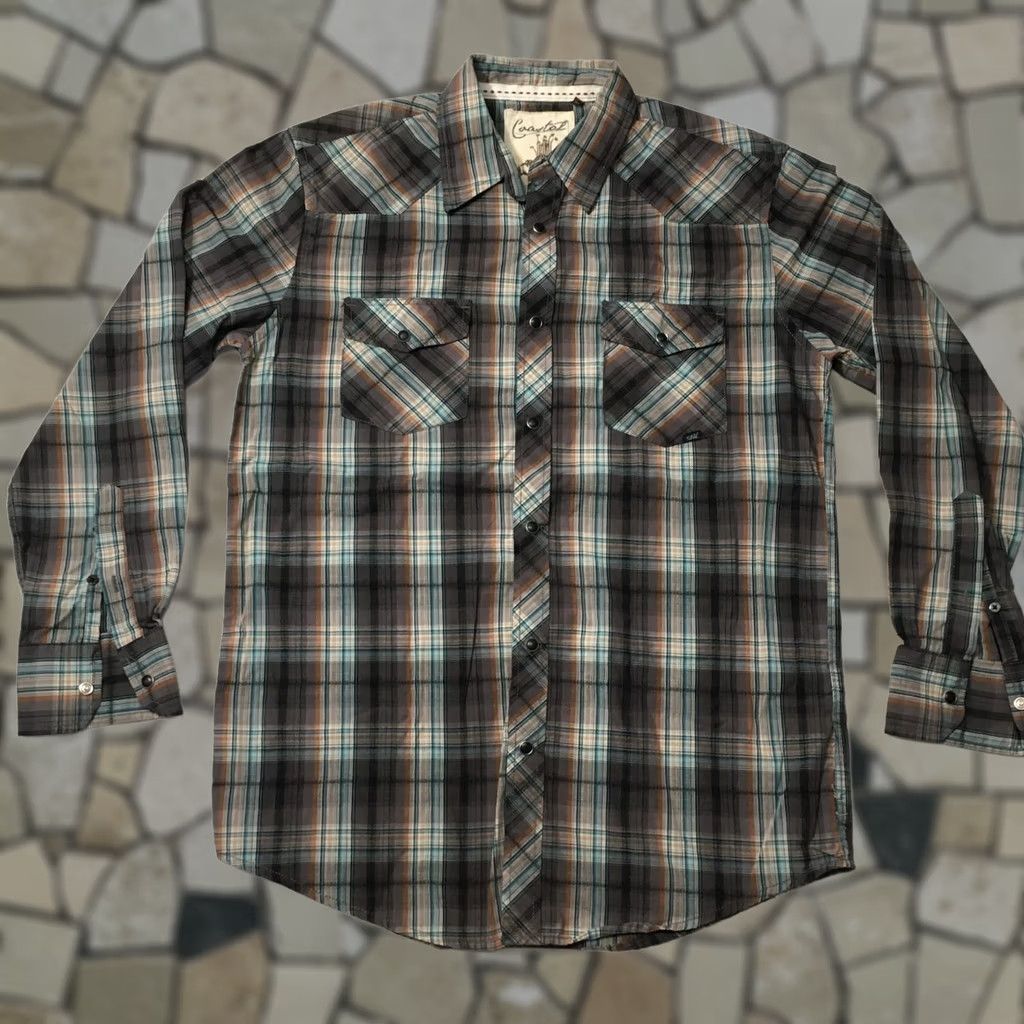 Vintage Coastal shirt men’s large plaid Pearl snap long sleeve button up Pockets Size US L / EU 52-54 / 3 - 1 Thumbnail