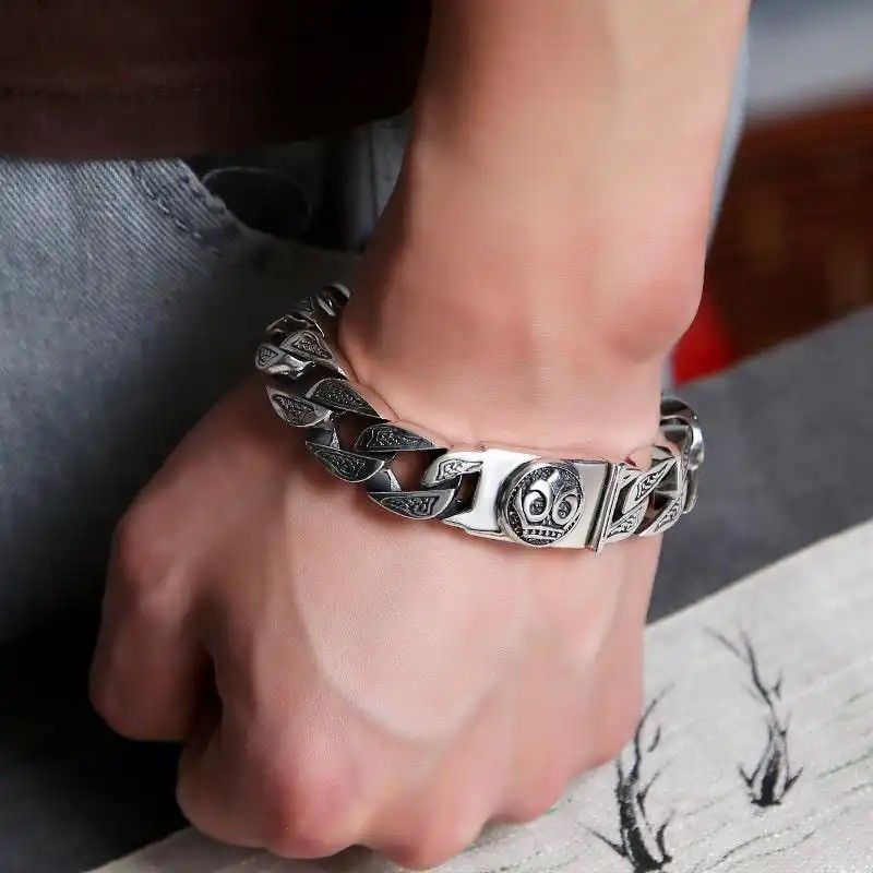 Jewelry S925 Silver Locomotive Latch Horsetail Woven Bracelet Size ONE SIZE - 2 Thumbnail