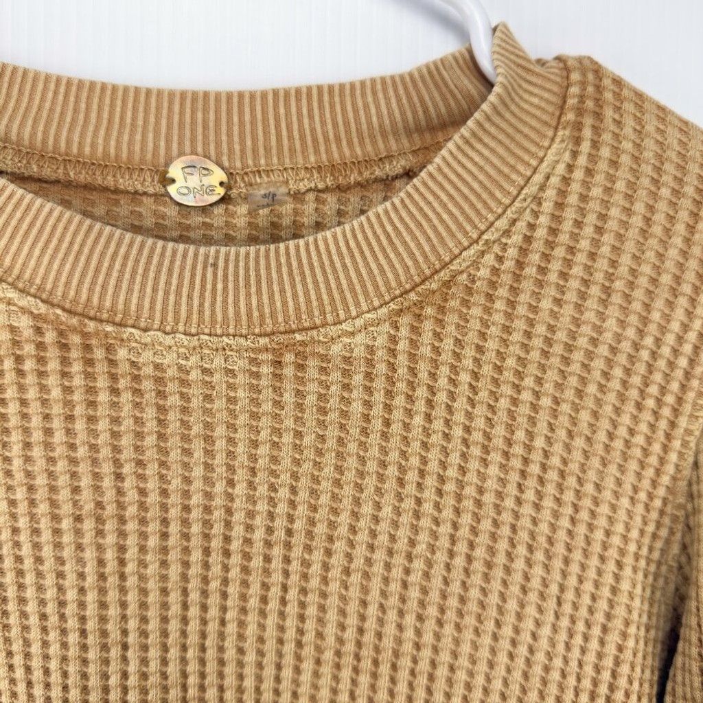 Free People FREE PEOPLE Tasha Distressed Mustard Top Laced Boho sz S Size XS / US 0-2 / IT 36-38 - 8 Thumbnail