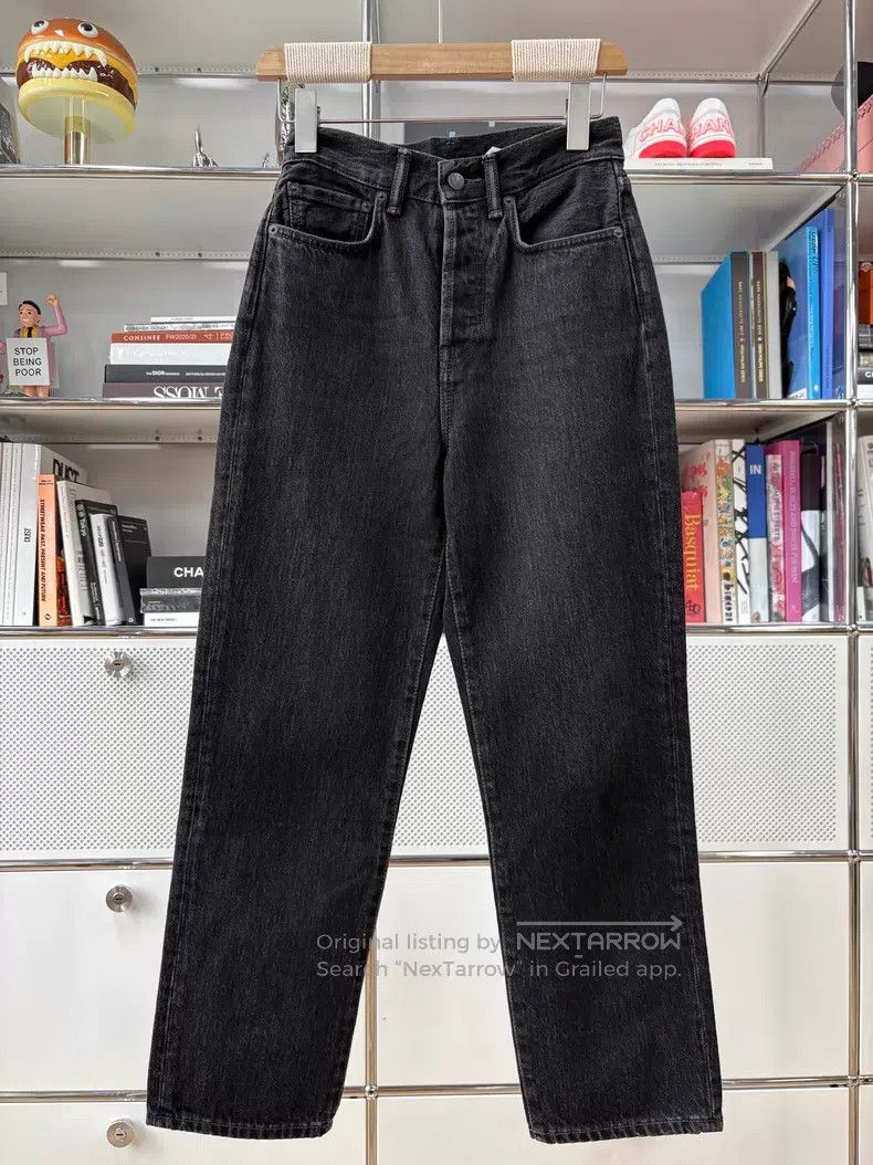 Acne Studios Acne Studios Smoky black leather label straight-leg jeans Size 25" / US 0 / IT 36 - 1 Thumbnail