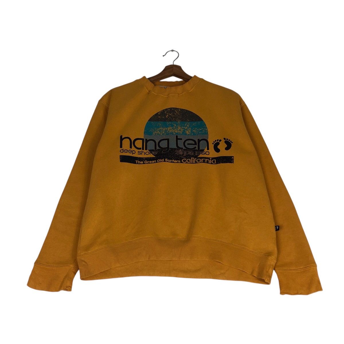 Japanese Brand Vintage Hang Ten Surf Crewneck Sunset Graphic, Mustard Gold Size US M / EU 48-50 / 2 - 3 Thumbnail