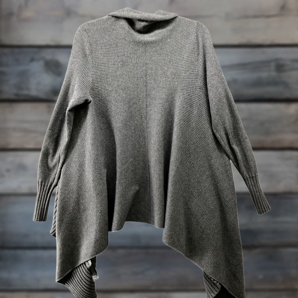 Zara Zara Cardigan Womens S Gray Open Front Longline Stretch Knit Ribbed Tee Sleeve Size S / US 4 / IT 40 - 1 Thumbnail