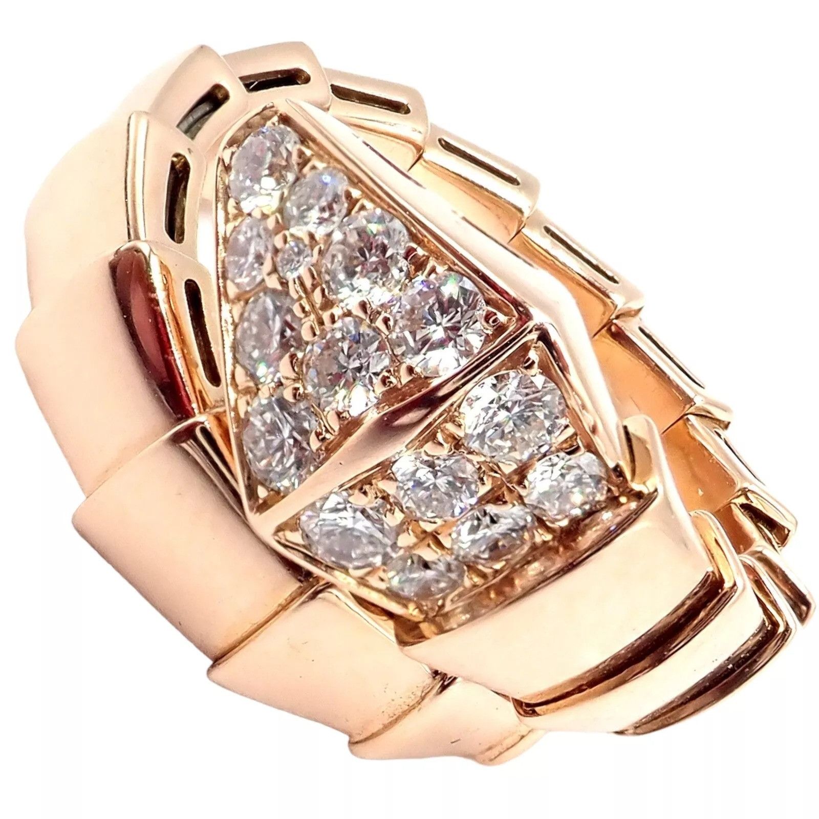 Bvlgari Bulgari Bvlgari Viper 18k Rose Gold Diamond Large Ring Size ONE SIZE - 11 Thumbnail