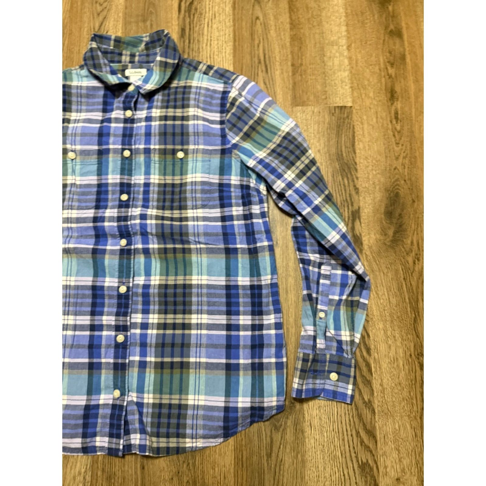 Vintage L.L. Bean Shirt Men's Small Blue White Plaid Long Sleeve Button Up Shirt Size US S / EU 44-46 / 1 - 4 Thumbnail