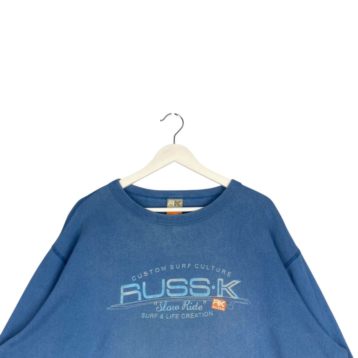 Designer × Vintage Vintage Russ-K Embroidered Sweatshirt Blue Size XL Size US XL / EU 56 / 4 - 4 Thumbnail