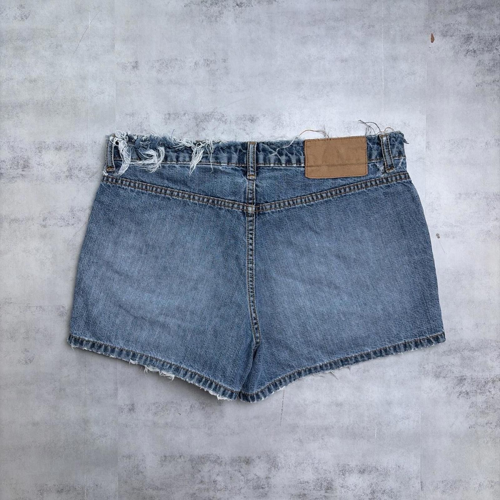 Other Y2K Blue Paris Blues Grunge Distressed Mini Denim Shorts Size 30" / US 8 / IT 44 - 2 Thumbnail