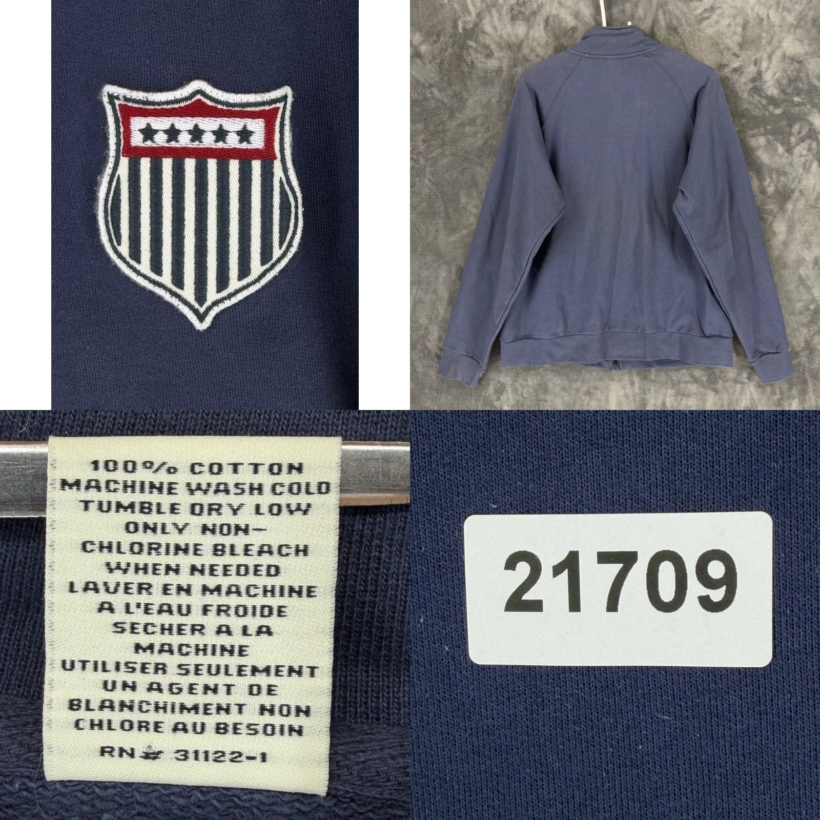 Vintage Roma Atletica USA Track Jacket Big & Tall XXL Navy Blue Full Zip Cotton Sweatshirt Mens Jacket Medium Length Striped Racing USA Embroidered Patch Size US XXL / EU 58 / 5 - 8 Thumbnail