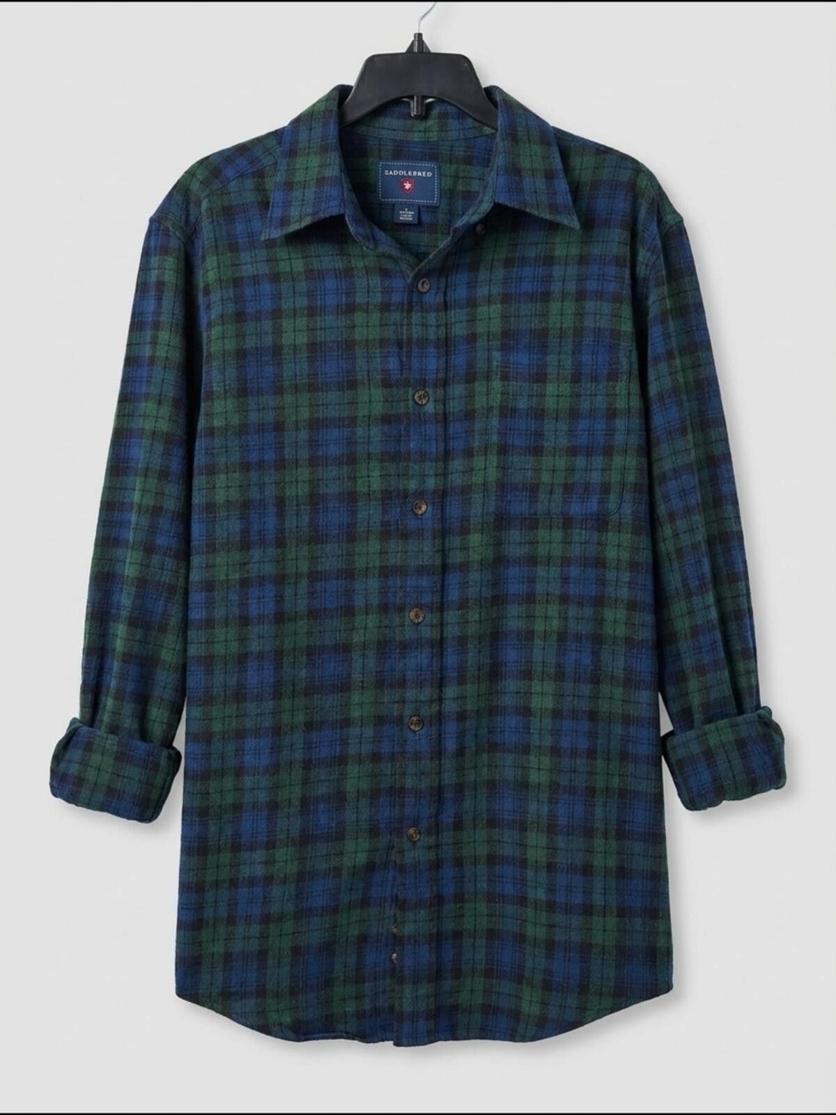 Saddlebred Saddlebred Blue Green Plaid Long-Sleeve Button-Down Shirt Size US S / EU 44-46 / 1 - 1 Thumbnail