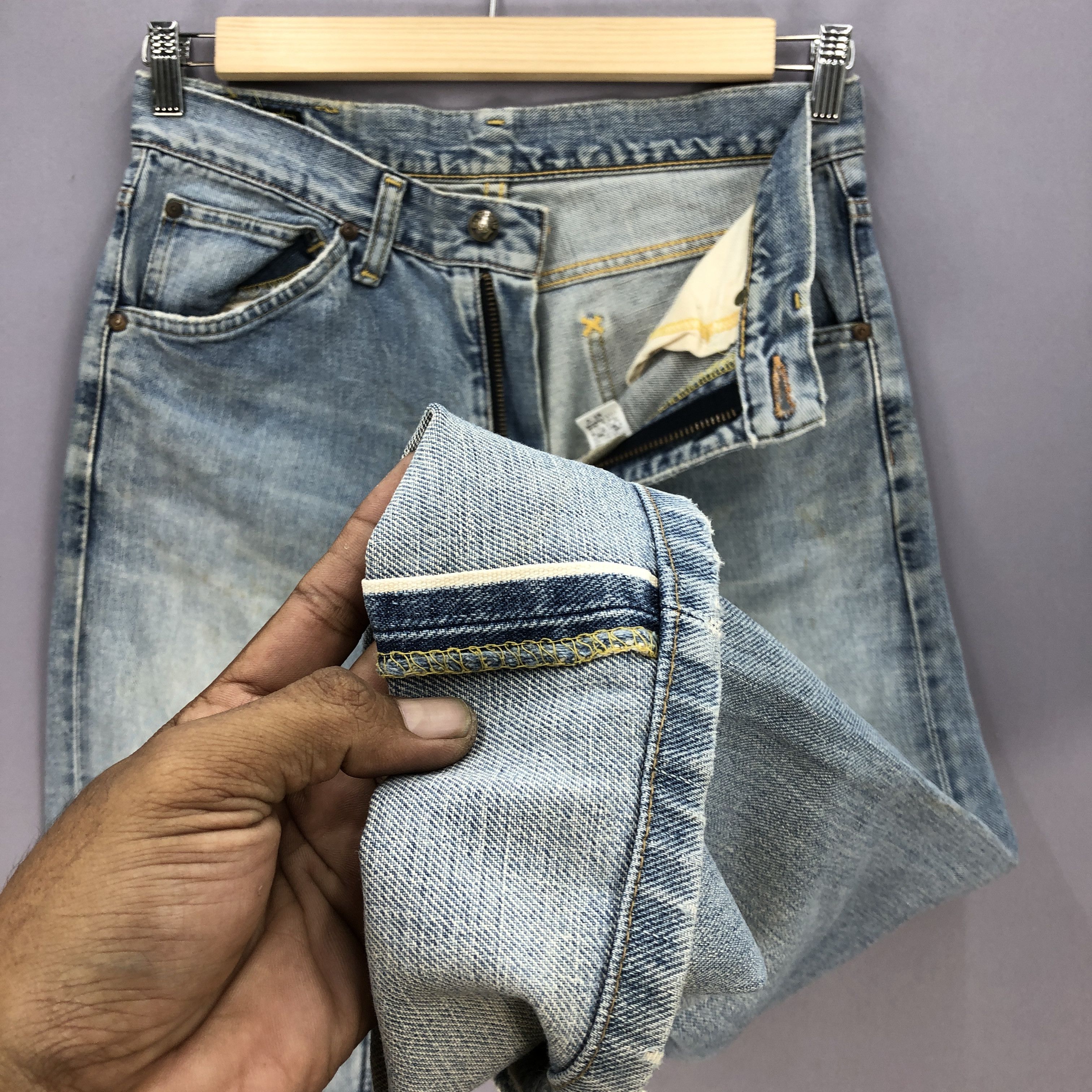 Lee Vintage 80's Lee Selvedge Jeans Lee Distressed Faded Denim Size US 30 / EU 46 - 6 Thumbnail
