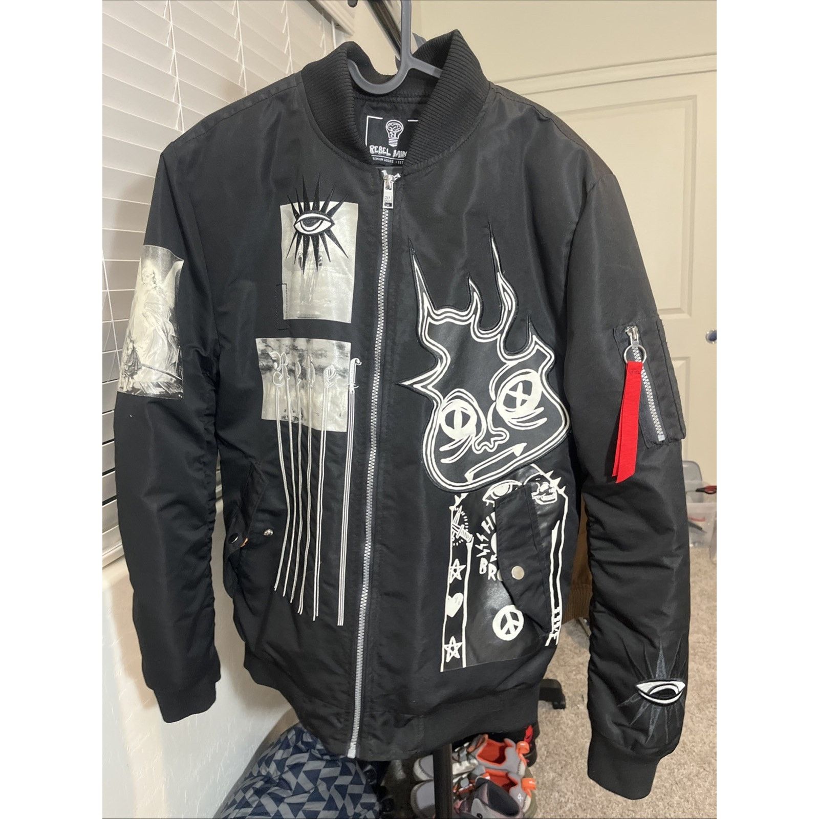 Other Rebel Minds Graphic Bomber Jacket Black MA-1 Padded Men’s Size US M / EU 48-50 / 2 - 1 Thumbnail