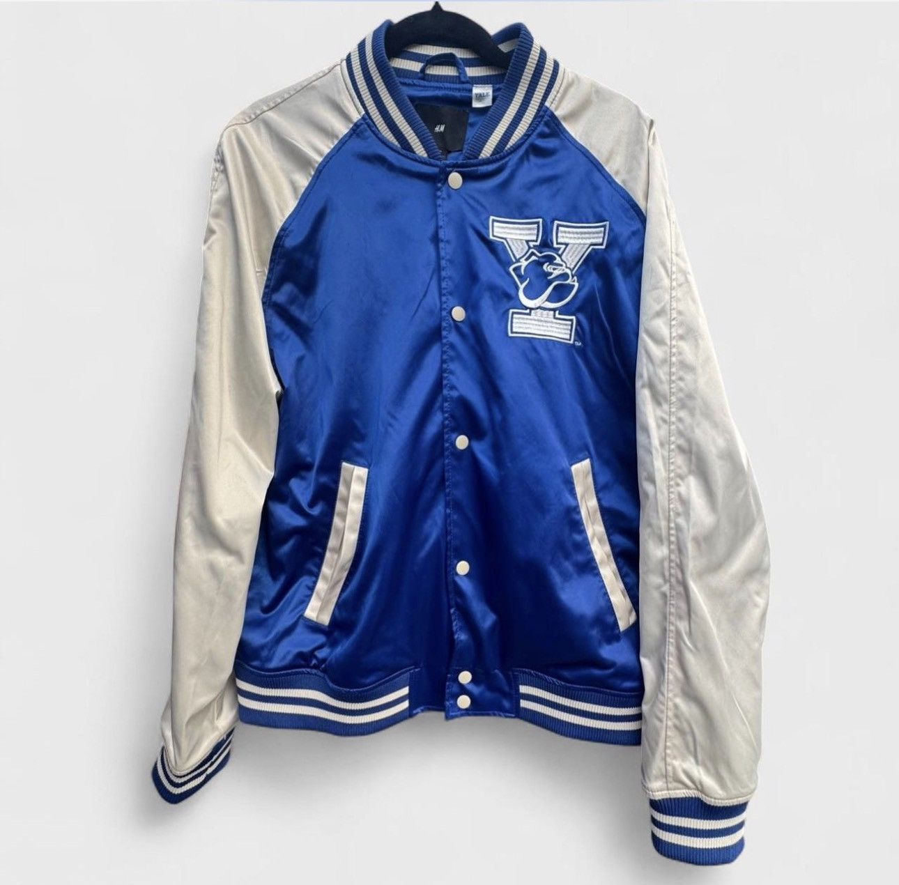 H&M H&M x Yale University Satin Varsity Bomber Jacket Blue+White Size US XL / EU 56 / 4 - 6 Thumbnail