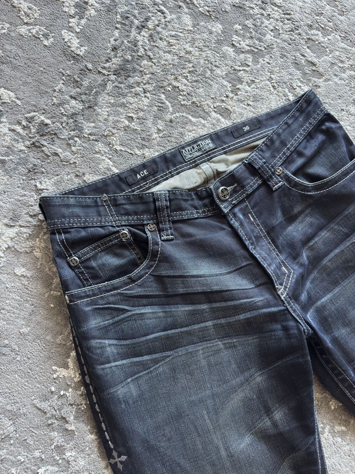 Affliction Vintage Y2K Affliction Ace Jeans cyber grunge goth Size US 36 / EU 52 - 4 Thumbnail