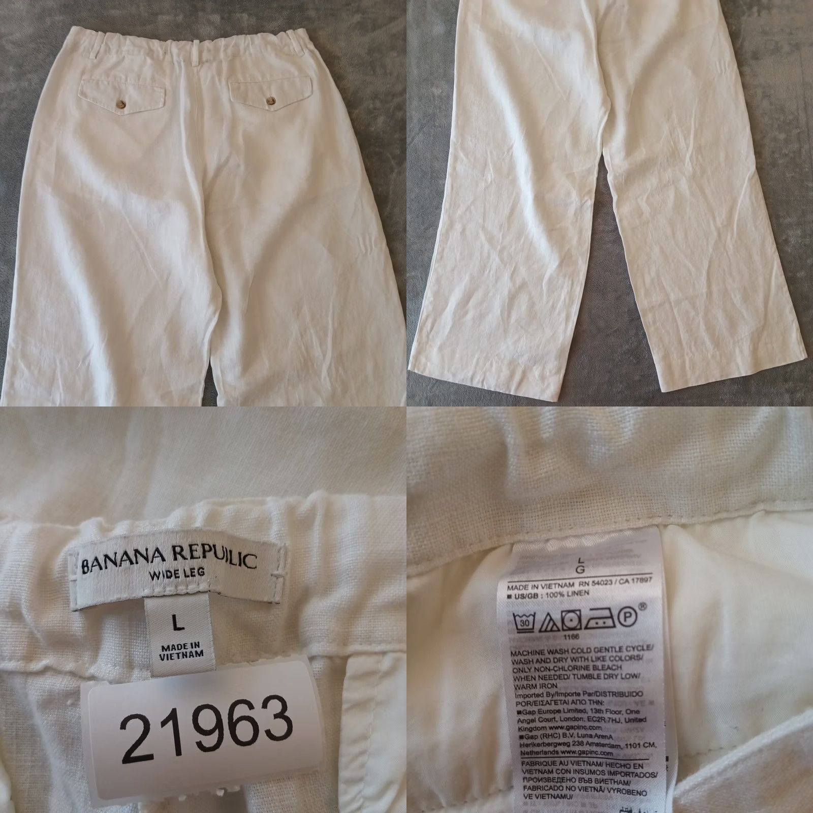 Banana Republic Banana Republic Pants Wide-Leg Linen White Ankle Womens Large Pockets 34x30 Size 36" / US 14 / IT 50 - 8 Thumbnail