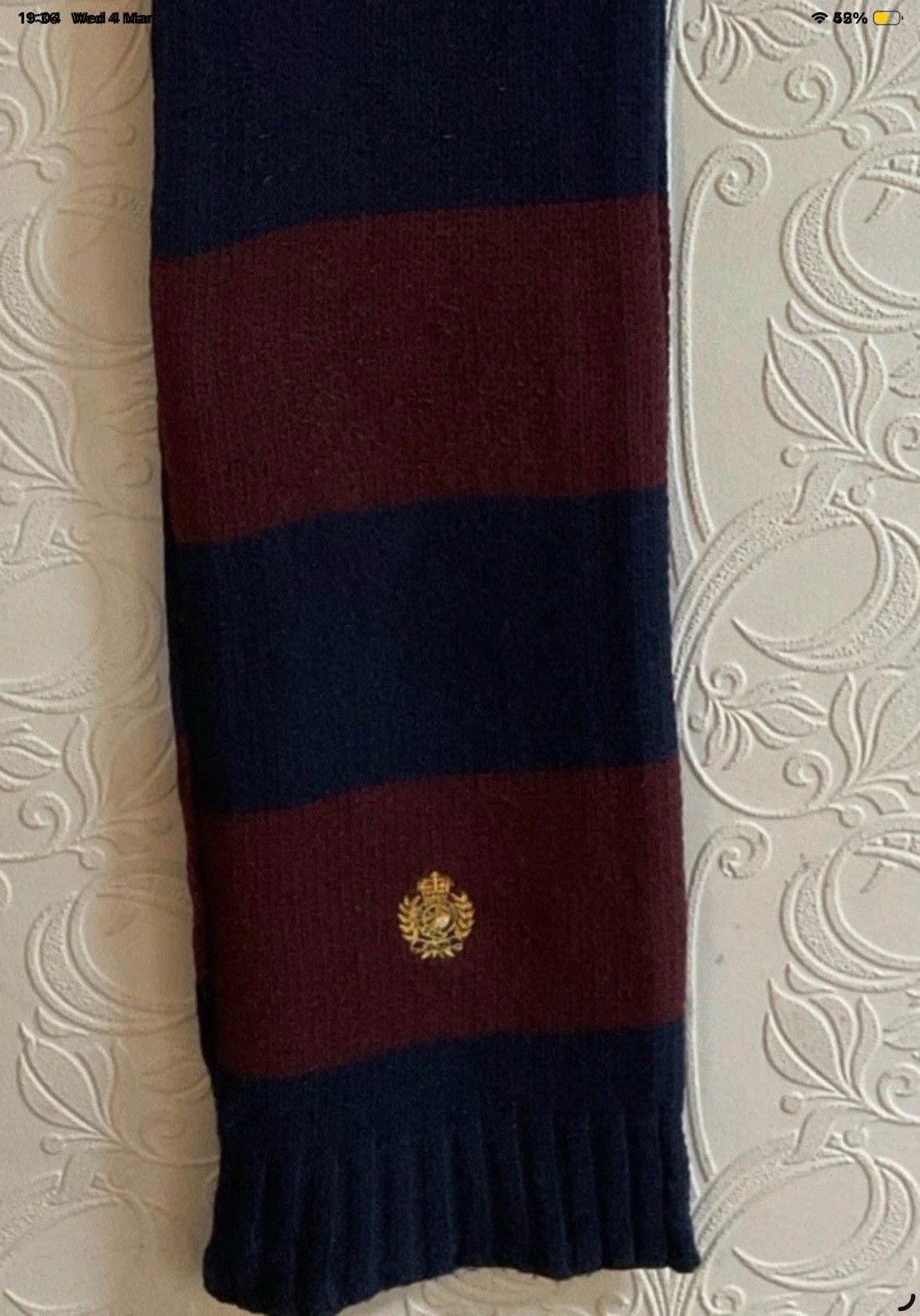 Polo Ralph Lauren Men’s Original Ralph Lauren Polo Scalf In Navy And Burgundy Size 44 - 1 Thumbnail