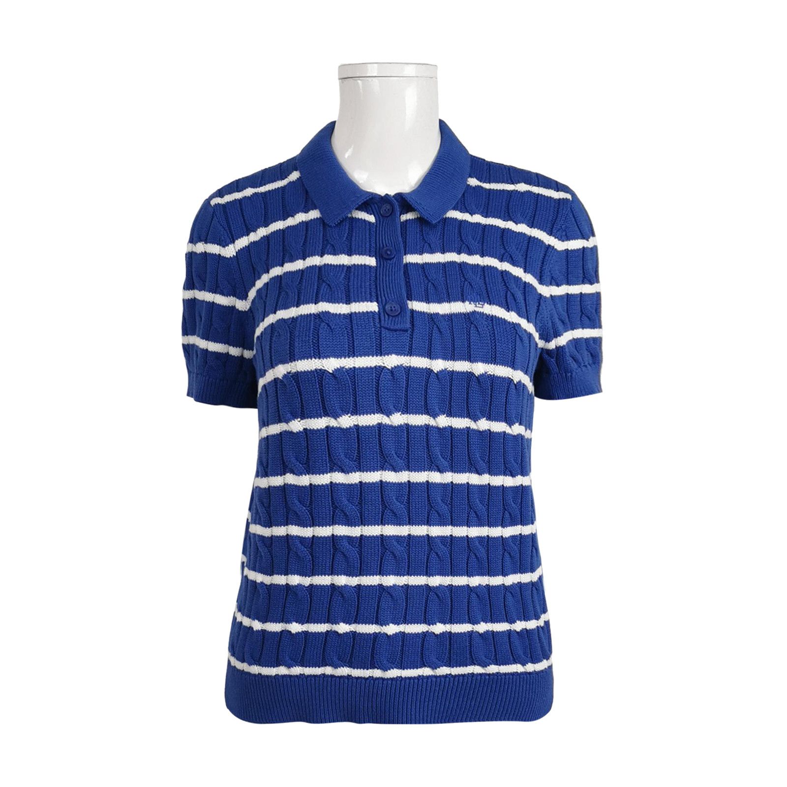 Lauren Ralph Lauren Lauren Ralph Lauren Blue Striped Knit Polo Size M Size M / US 6-8 / IT 42-44 - 1 Thumbnail