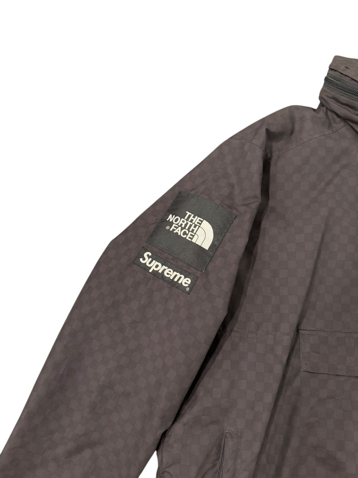 Supreme × The North Face Black Checkered Hooded TNF Pullover Jacket Windbreaker Size US XL / EU 56 / 4 - 4 Thumbnail