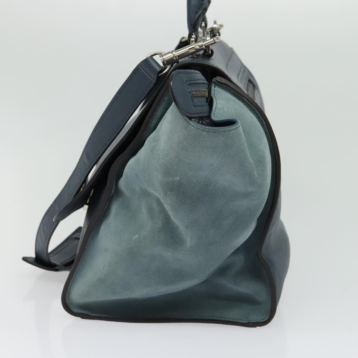 Celine CELINE Trapeze Hand Bag Leather Suede Blue Silver Size ONE SIZE - 5 Thumbnail