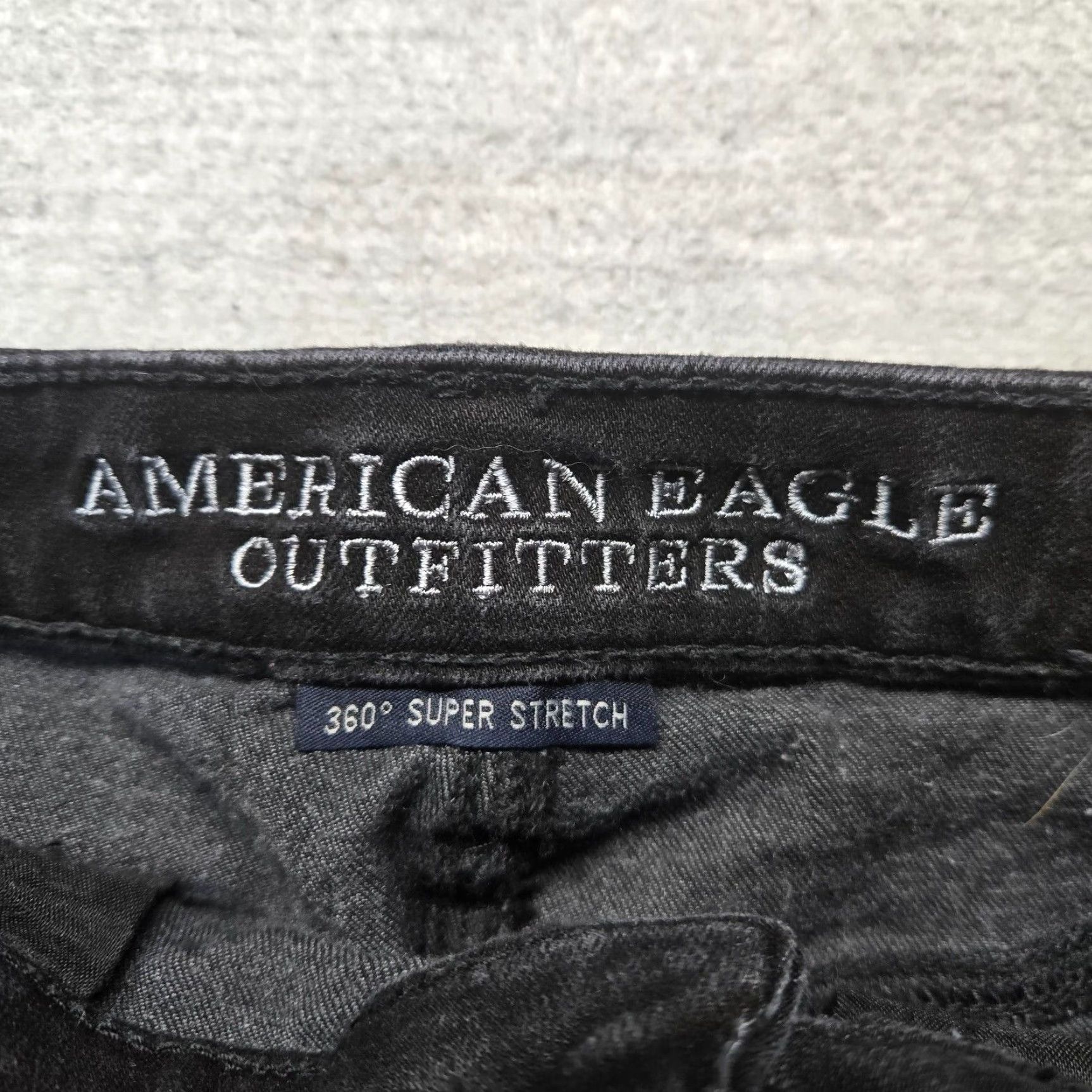 American Eagle Outfitters VINTAGE American Eagle Womens Denim Shorts 0 High Rise Cut-Off Stretch Black 90s Summer Women Size 25" / US 0 / IT 36 - 2 Thumbnail
