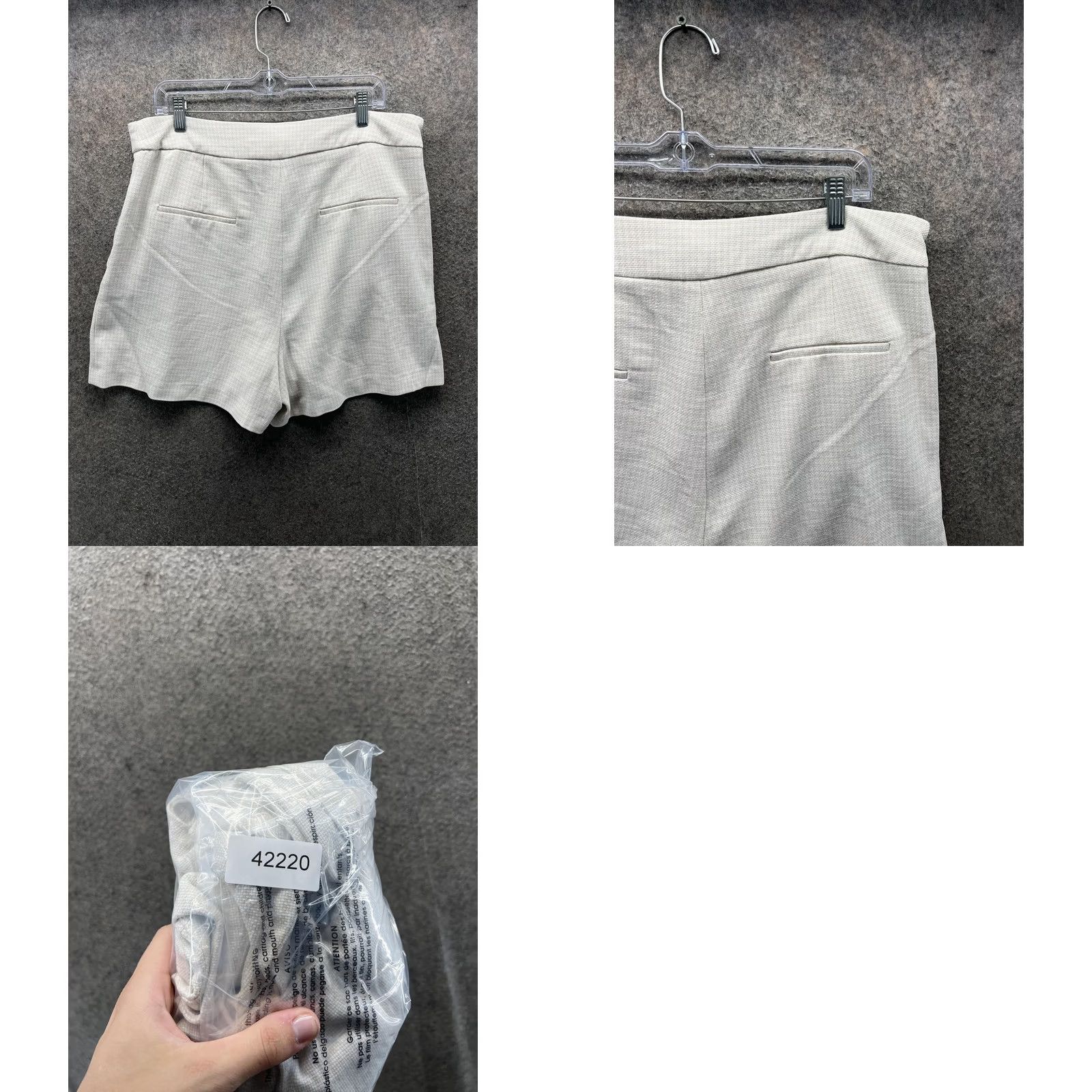 Vintage House Of Harlow 1960 Shorts Womens Large Beige Check Tweed Pleated Chino Casual Size 36" / US 14 / IT 50 - 8 Thumbnail