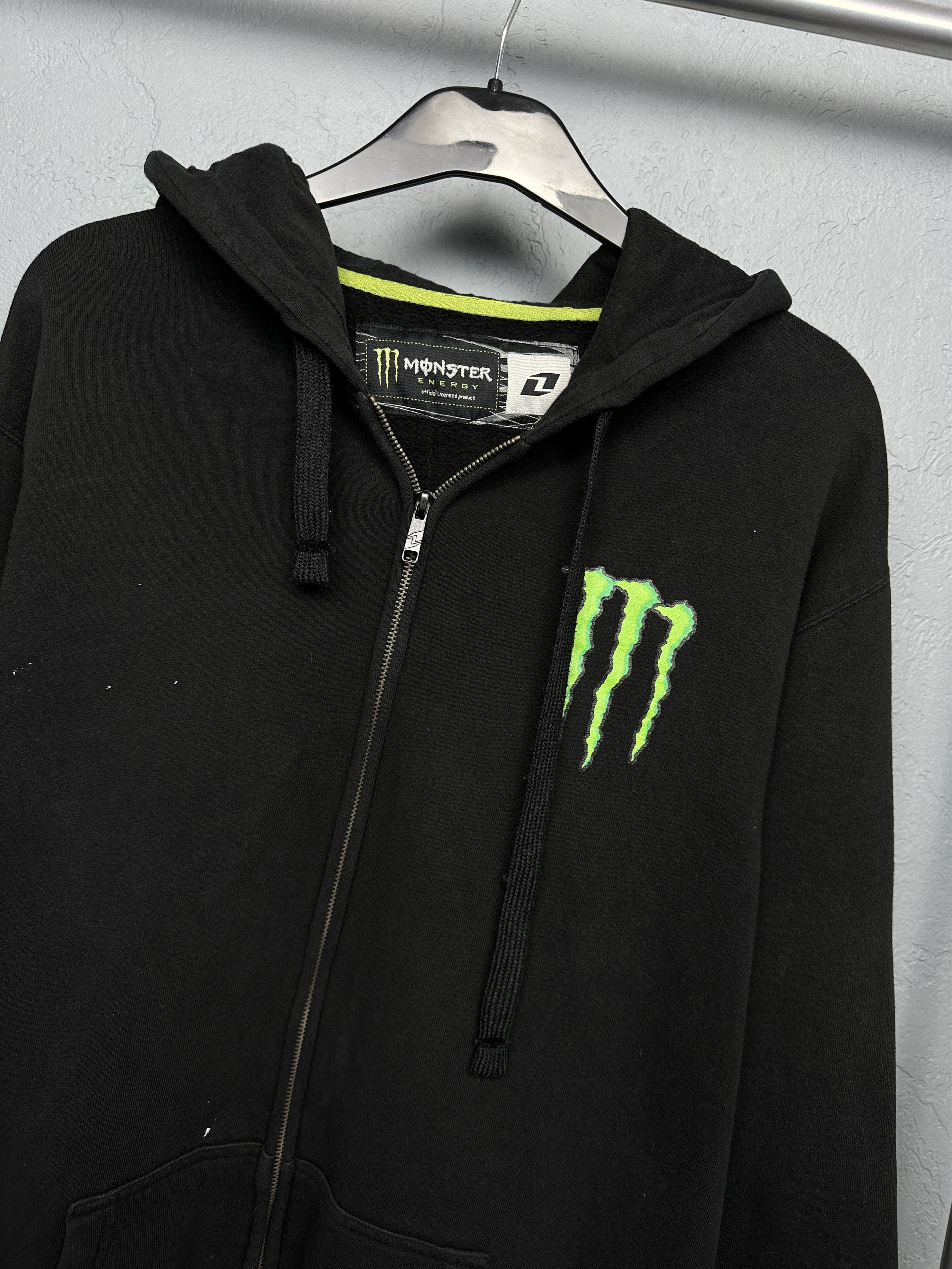 Vintage Monster Energy Mens Distressed Zip Hoodie Size US XL / EU 56 / 4 - 2 Thumbnail
