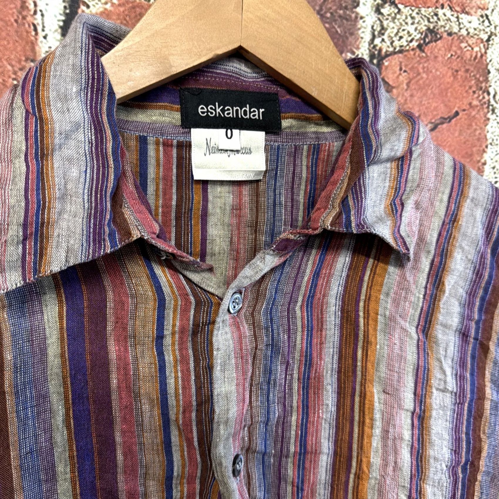 eskandar Eskandar Tunic Shirt Womens 0 100% Linen Striped Button-Up Casual Multicolor Size XS / US 0-2 / IT 36-38 - 2 Thumbnail