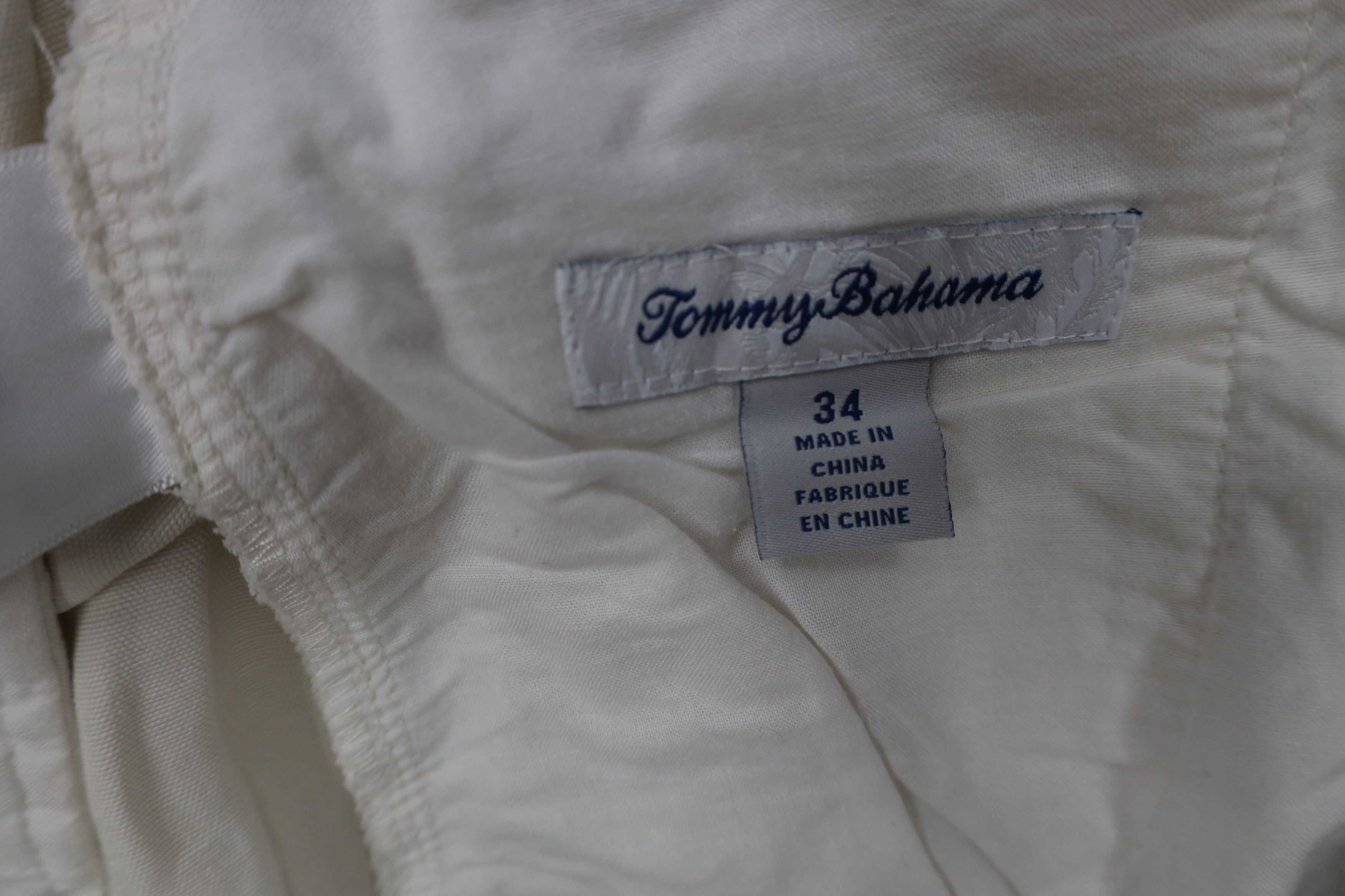 Tommy Bahama × Vintage Tommy Bahama Silk Linen Above Knee Chino Shorts Cream Size US 34 / EU 50 - 7 Thumbnail