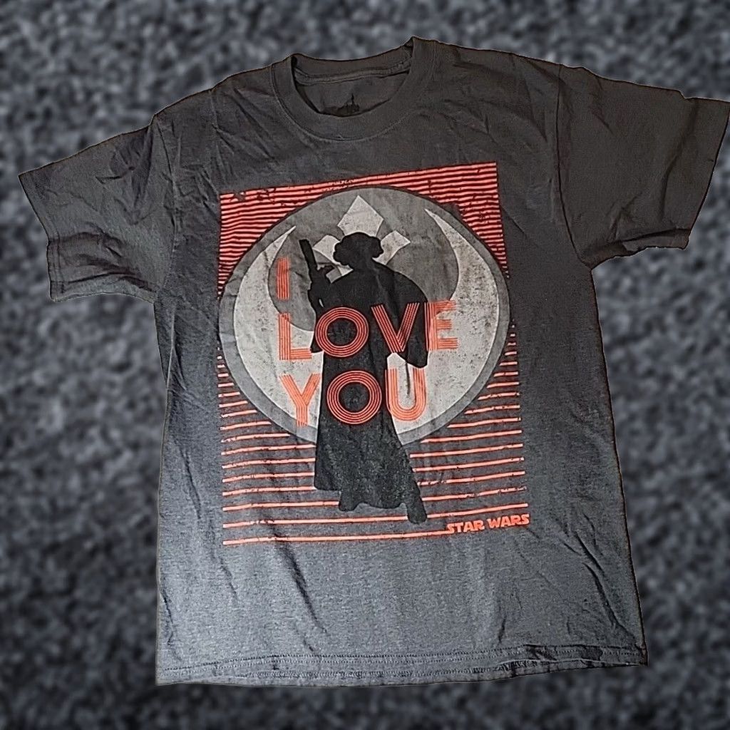 Disney Disney Shirt Mens Medium Star Wars Princess Leia Tee Top Gray I Love You Quote Size US M / EU 48-50 / 2 - 1 Thumbnail