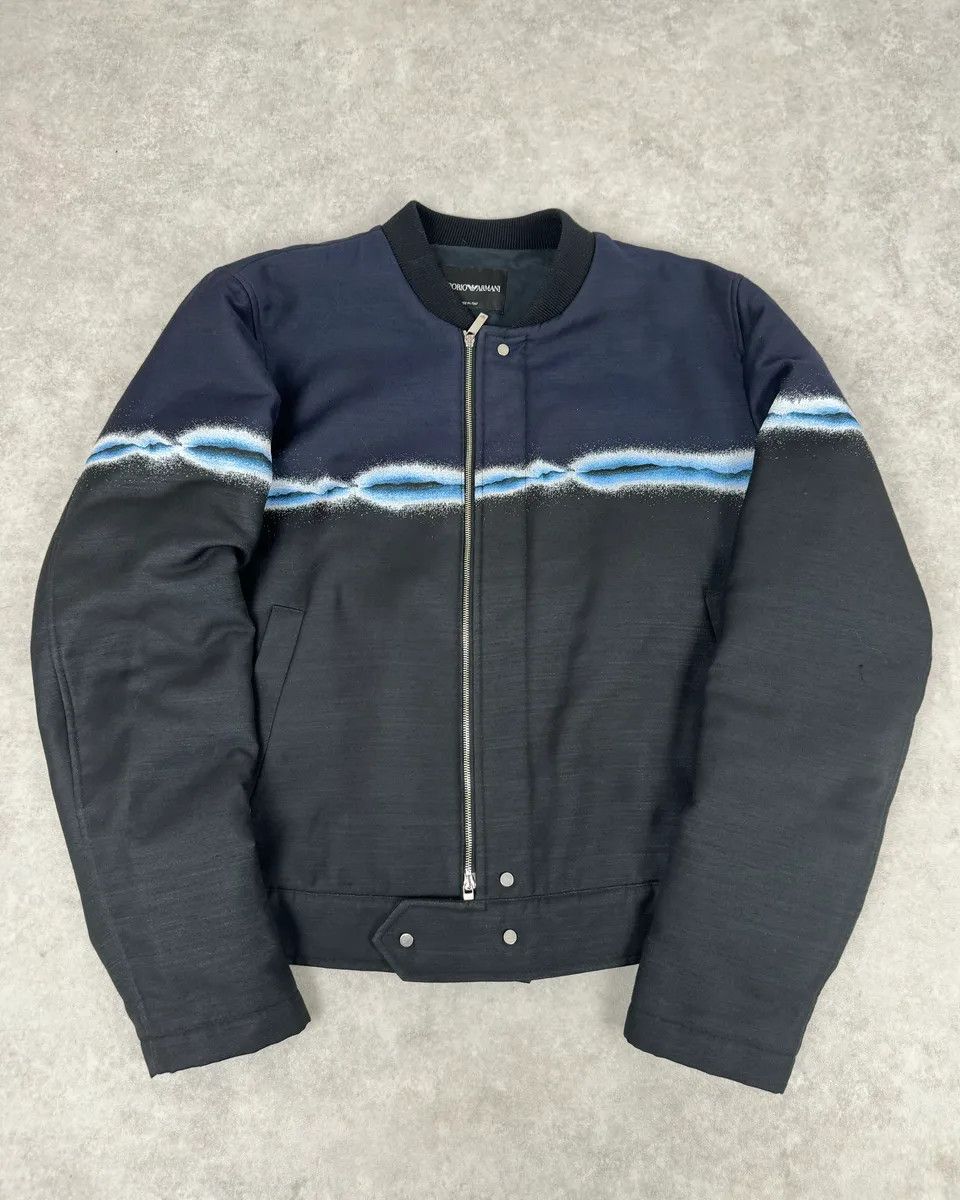 Emporio Armani SS2018 Emporio Armani Navy Wave Lined Bomber Jacket Size M / US 6-8 / IT 42-44 - 1 Thumbnail