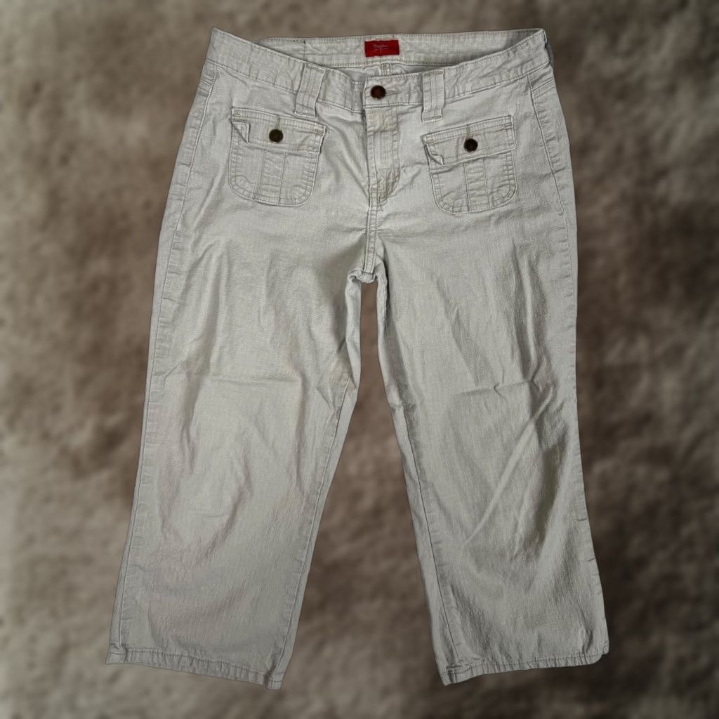 Mossimo VINTAGE Mossimo Capri Pants Juniors 13 Beige Straight Leg Stretch Cargo Y2K Size 34" / US 12 / IT 48 - 1 Thumbnail