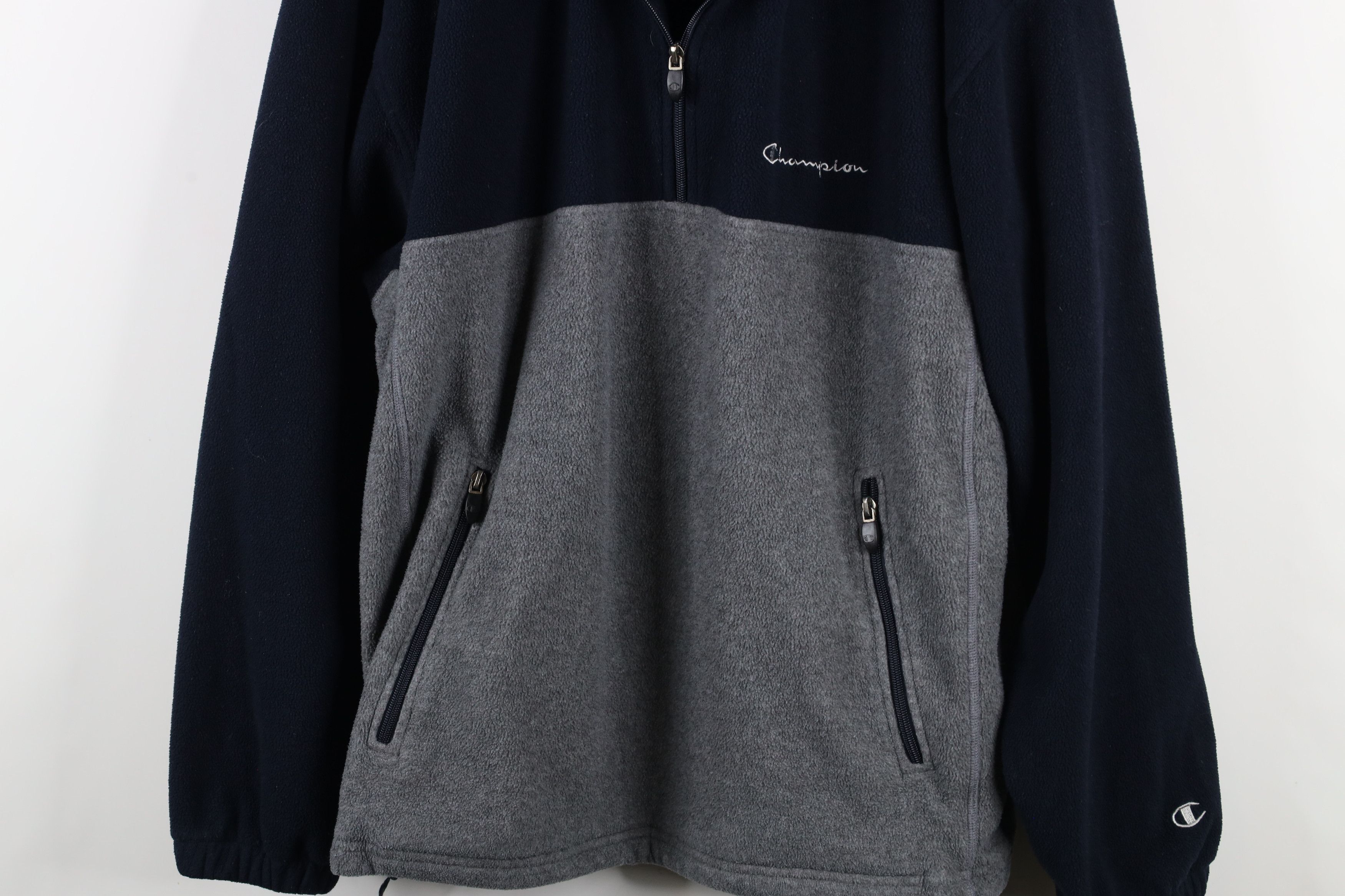 Champion × Vintage Vintage 90s Champion Block Half Zip Fleece Sweater Blue Size US XL / EU 56 / 4 - 3 Thumbnail