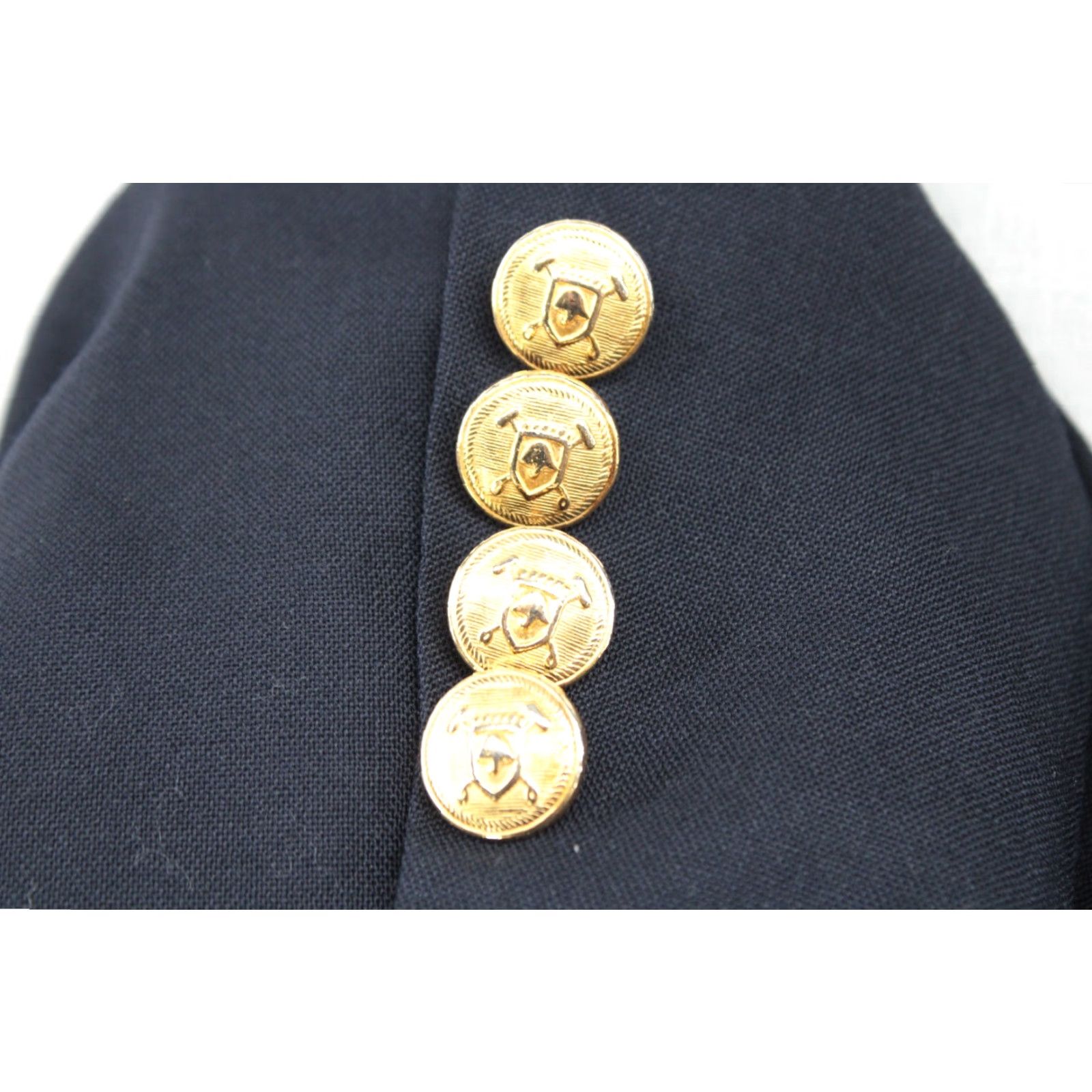 Chaps Chaps Sports Coat Blazer Mens 46L Blue Wool Cashmere Gold Tone Buttons Ivy League Front Two-Button Notch Lapel Vintage-Style Jacket? Size 46R - 4 Thumbnail