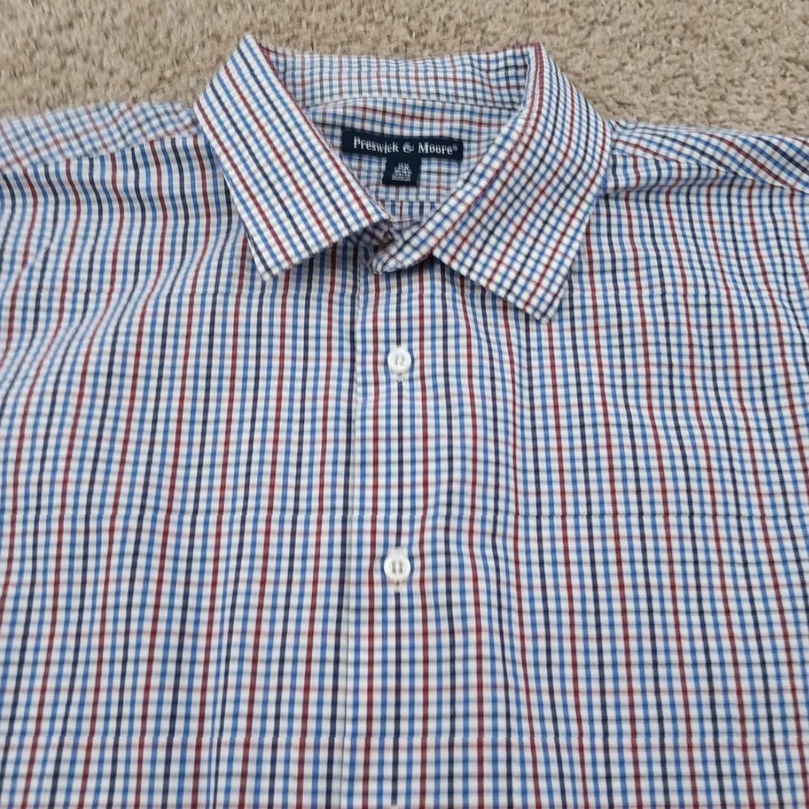 Vintage Preswick & Moore Shirt 2X Big & Tall Red Blue Plaid Long Sleeve Button-Up Mens Size US XXL / EU 58 / 5 - 2 Thumbnail