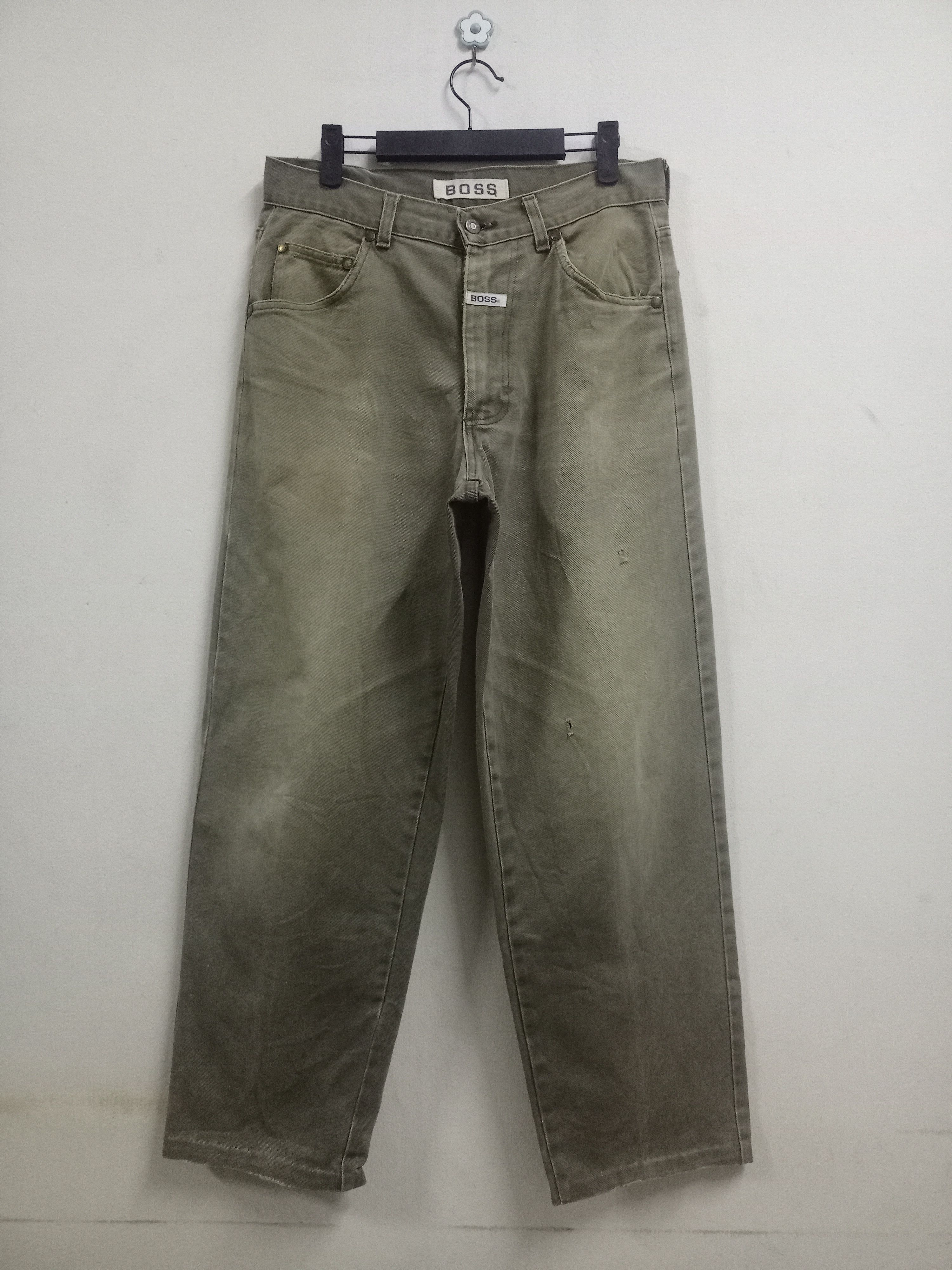 Hugo Boss Vintage BOSS Distressed Baggy Denim Pants 31x28 Size US 31 - 1 Thumbnail