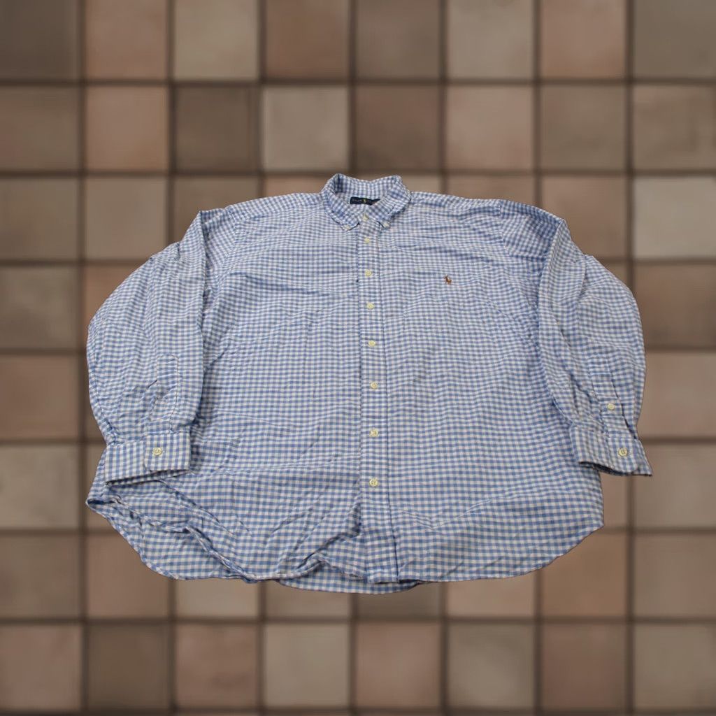 Ralph Lauren Ralph Lauren Shirt Mens Big 2X Blue 2XB Plaid Classic Dress Business Pony Logo Preppy Size 48R - 1 Thumbnail