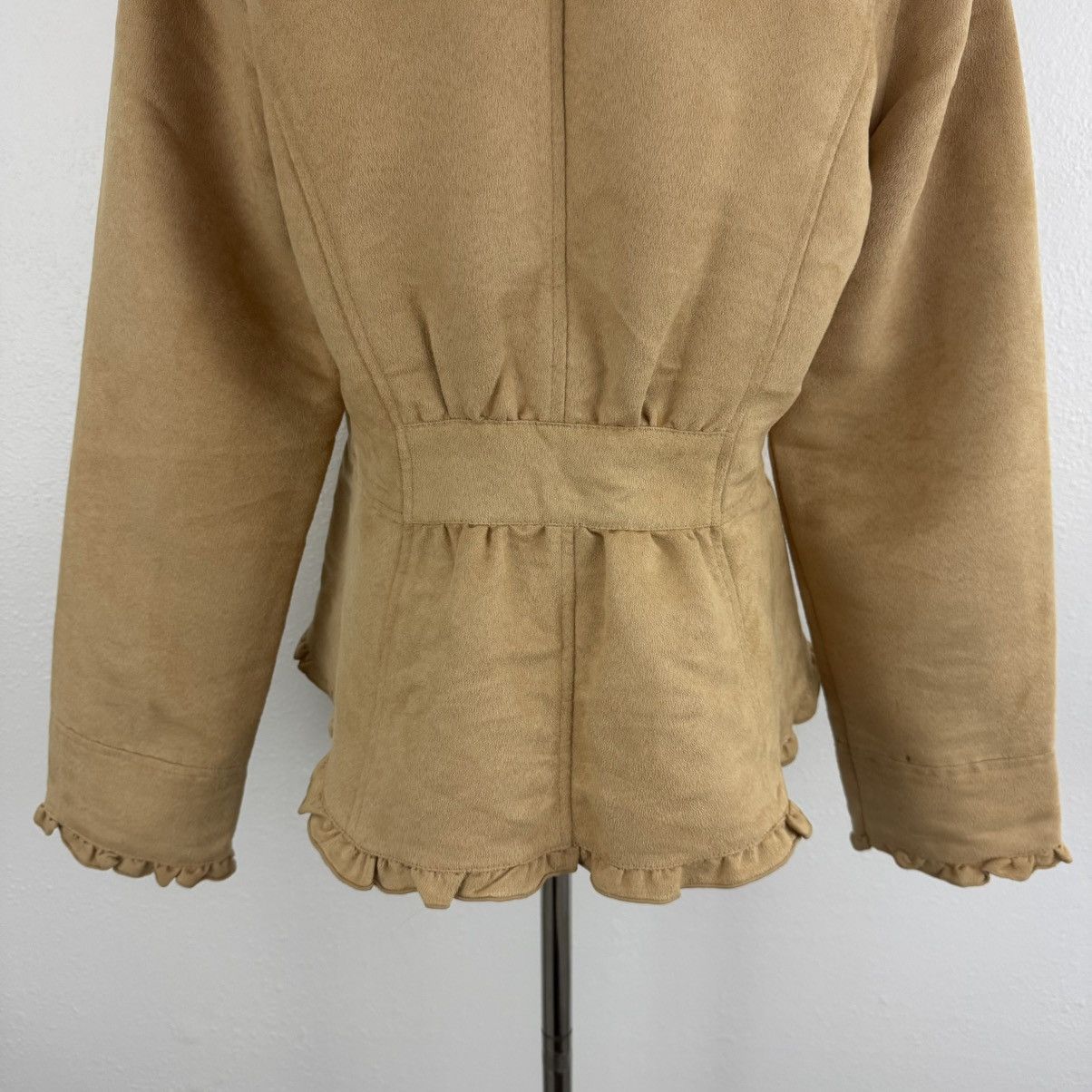 Faded Glory FADED GLORY Y2K Tan Blonde Faux Suede V Neck Blazer Jacket Size S / US 4 / IT 40 - 7 Thumbnail