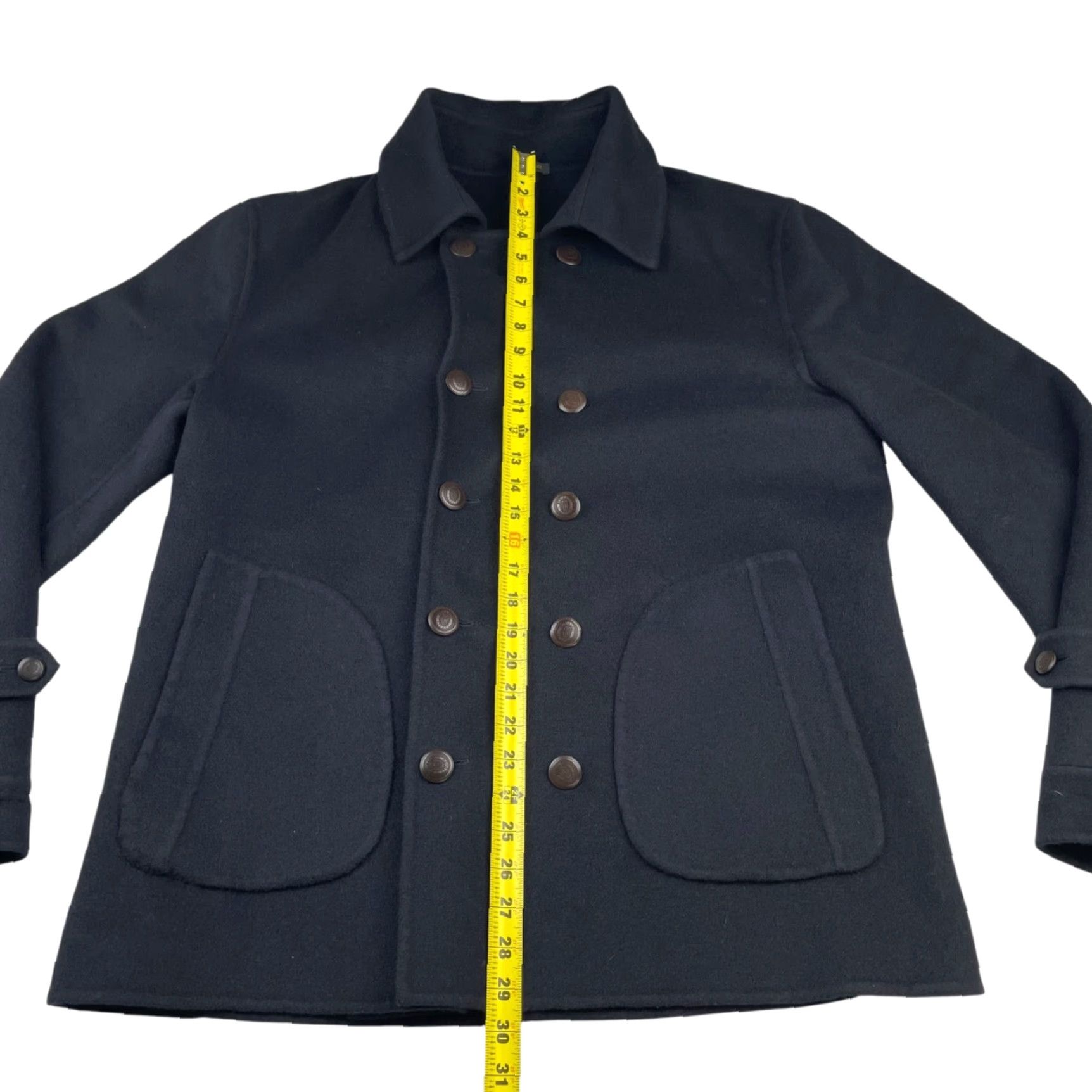 Apolis Rubinacci Napoli Men’s Pea Coat Navy Blue 46L Cashmere Double Breasted Italy Coat Mens Size US S / EU 44-46 / 1 - 6 Thumbnail