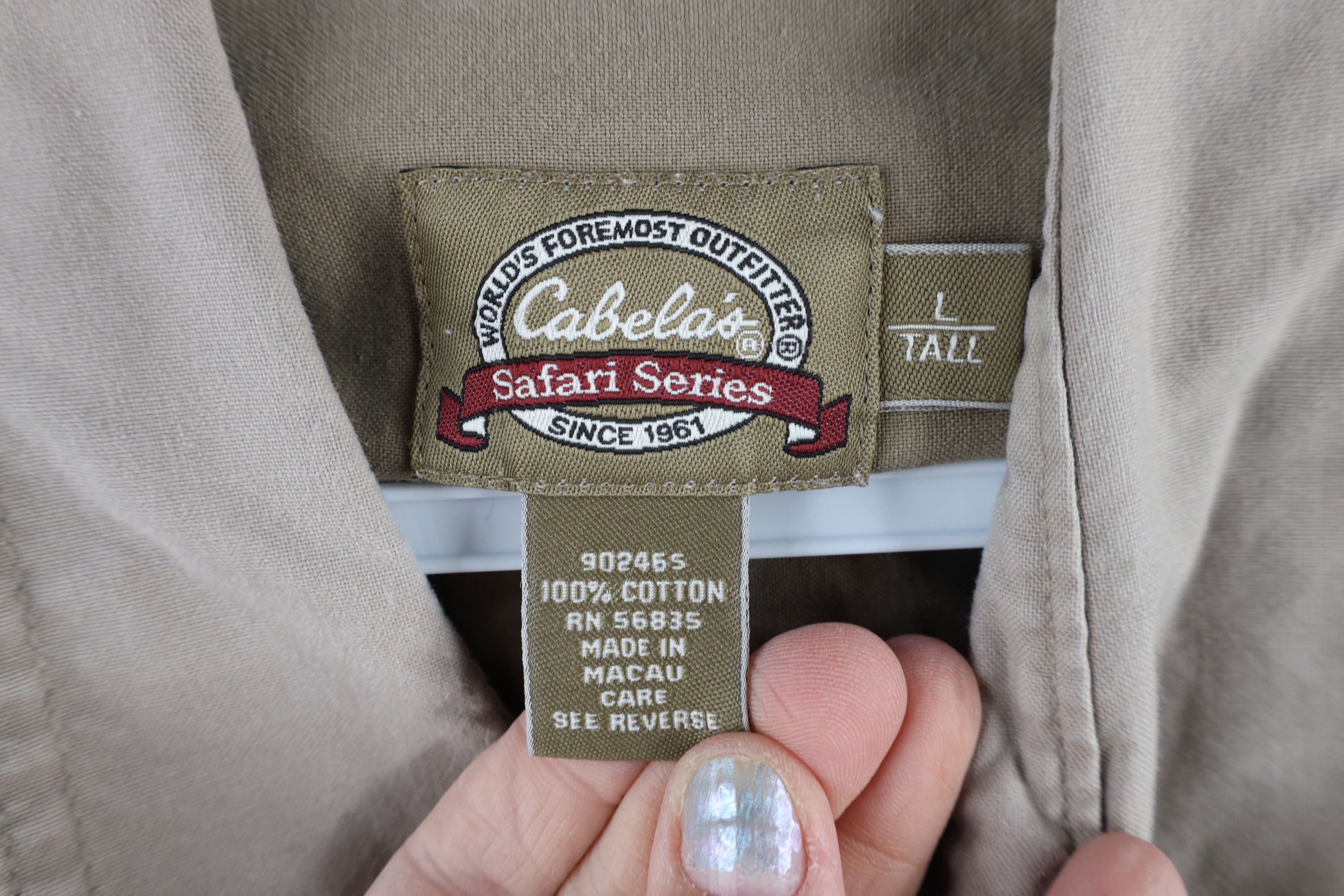 Cabelas × Vintage Vintage Cabelas Short Sleeve Safari Bush Button Shirt Beige Size US L / EU 52-54 / 3 - 4 Thumbnail