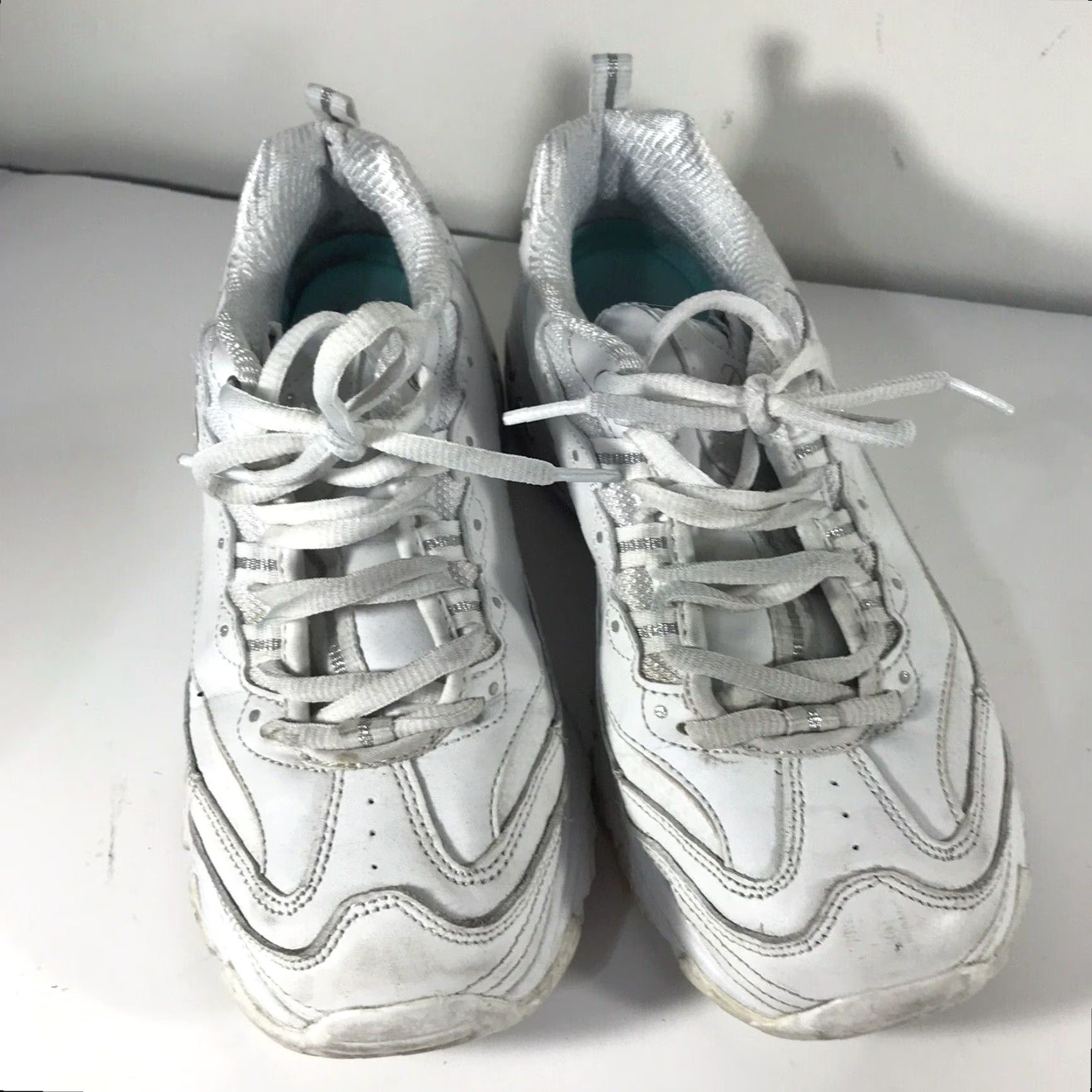 SKECHERS SKECHERS D'Lites White Leather/Synthetic Memory Foam Sneakers Womens Size 8 Athletic Comfort Low Top Size US 8 / IT 38 - 2 Thumbnail