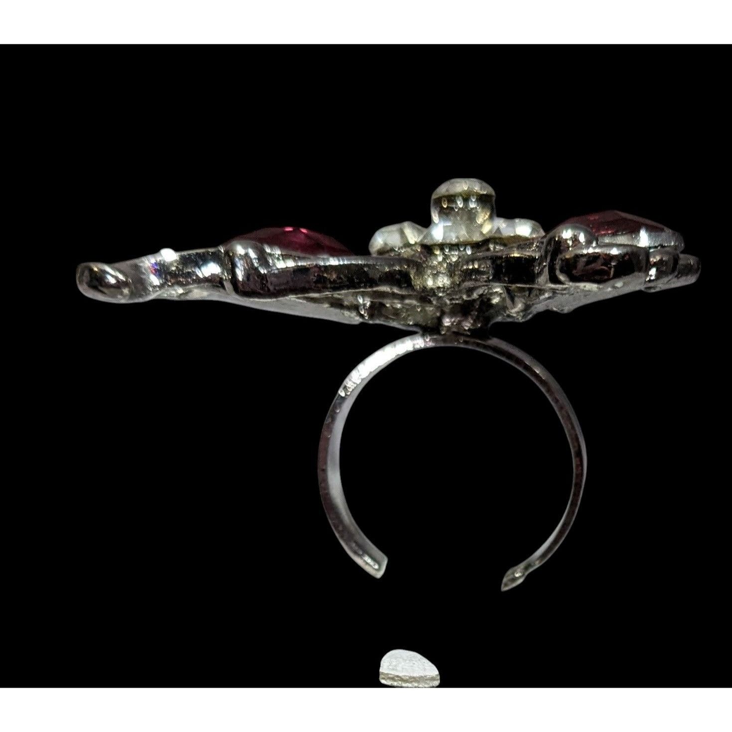 Other Fairycore Butterfly Pink And Silver Tone Gemmed Ring Size 6 Size ONE SIZE - 5 Thumbnail