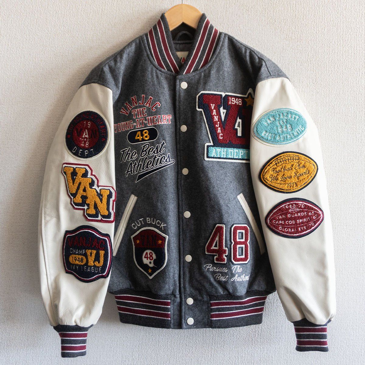 Vintage VAN JAC Leather-sleeved varsity jacket Size M Size US M / EU 48-50 / 2 - 1 Thumbnail