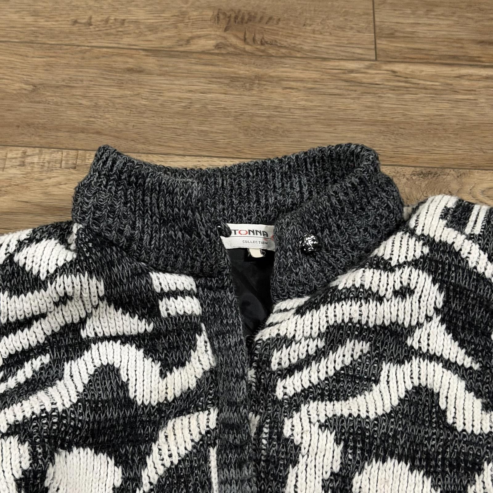 Other Vintage 80s 90s Acrylic Knit Cardigan Zip Sweater Art Size M Size M / US 6-8 / IT 42-44 - 2 Thumbnail