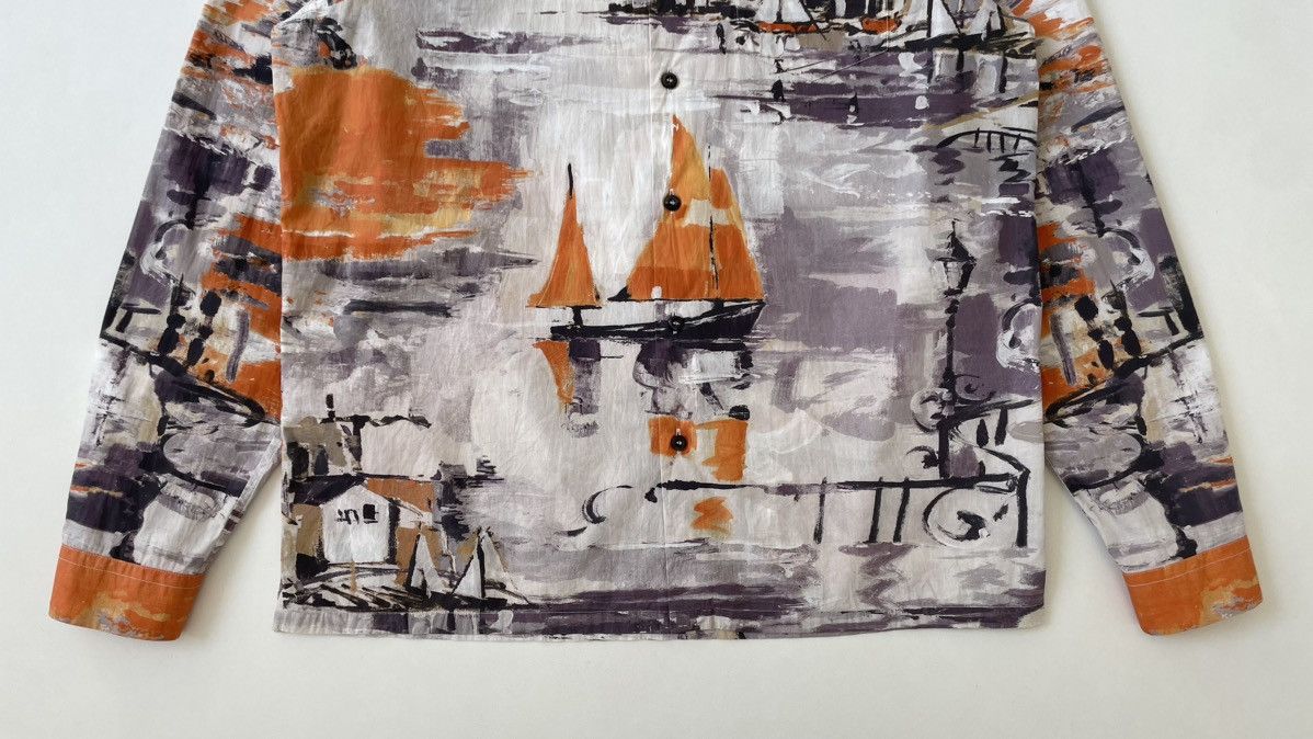 Prada A/W 17 Orange ‘Village’ Print Cotton Shirt Size US M / EU 48-50 / 2 - 9 Thumbnail
