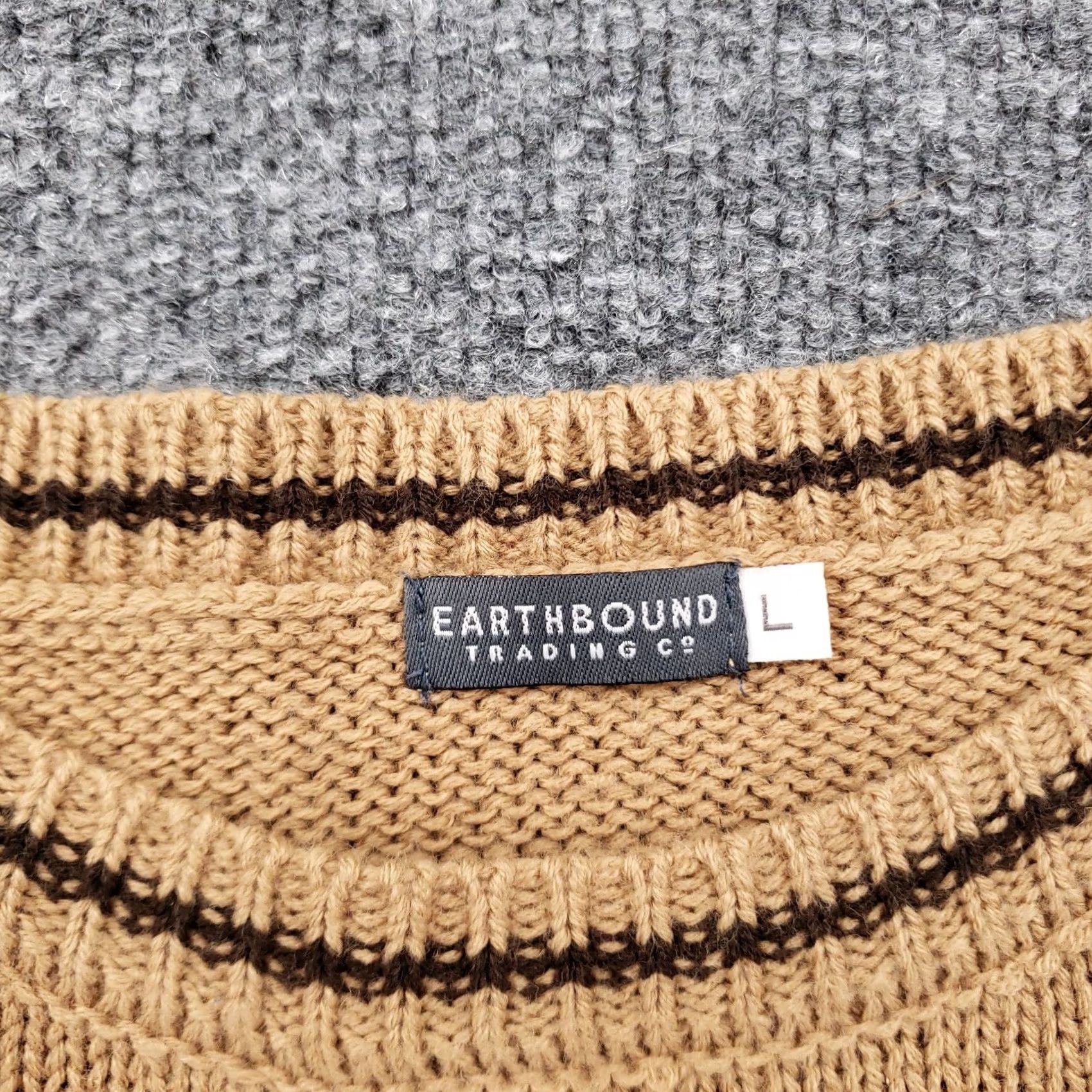 Vintage Earthbound Cropped Womens L Brown Tank Striped Sleeveless Knit Acrylic Size L / US 10 / IT 46 - 3 Thumbnail