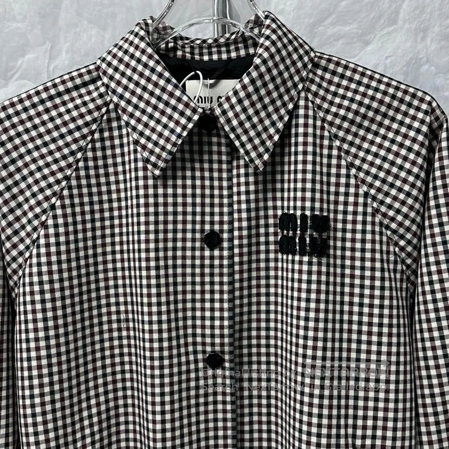 Miu Miu Miu Miu Embroidered Logo Plaid Wool Coat. Size S / US 4 / IT 40 - 2 Thumbnail