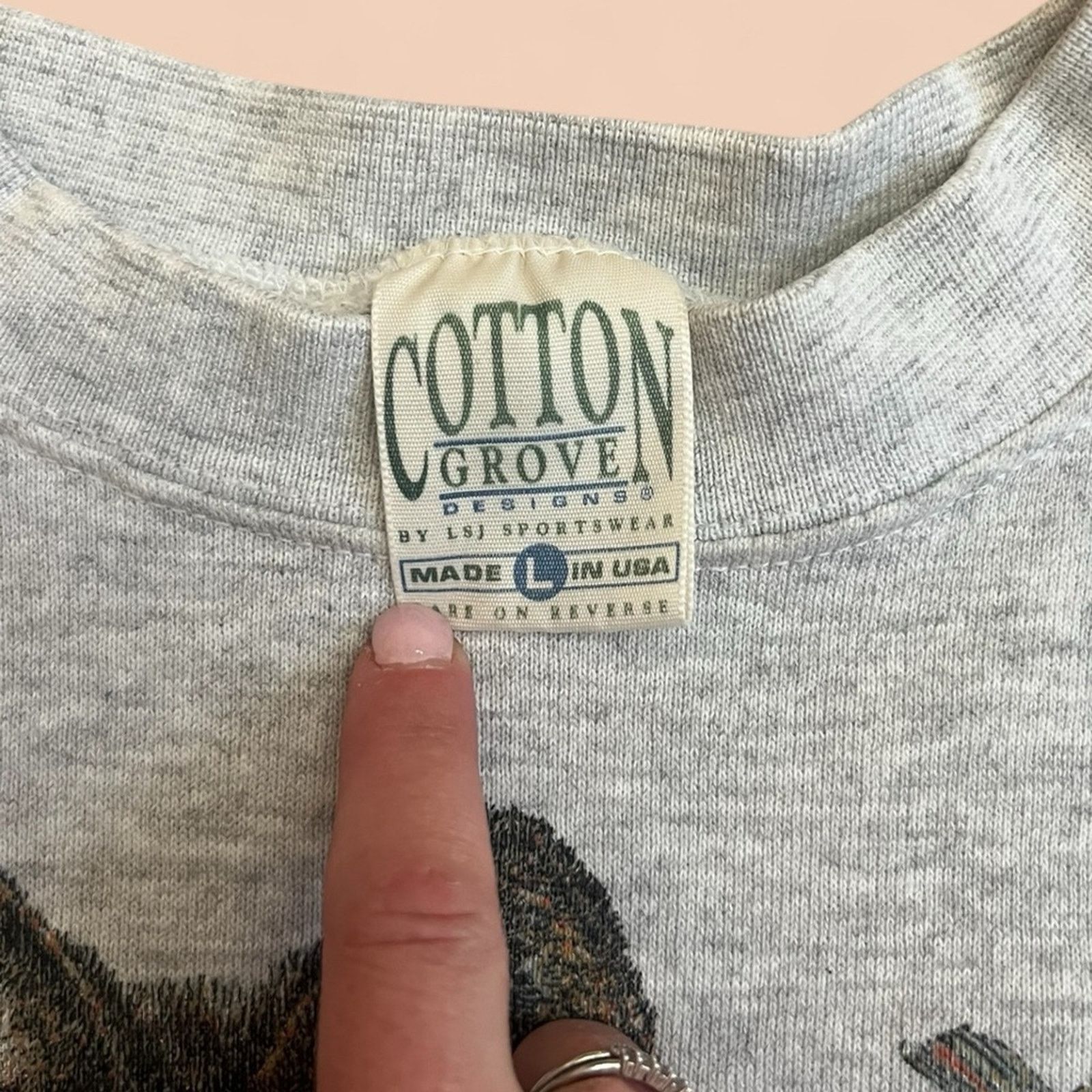Vintage Vintage Cotton Grove Design Heather Gray Wolf Sweatshirt Size L / US 10 / IT 46 - 4 Thumbnail